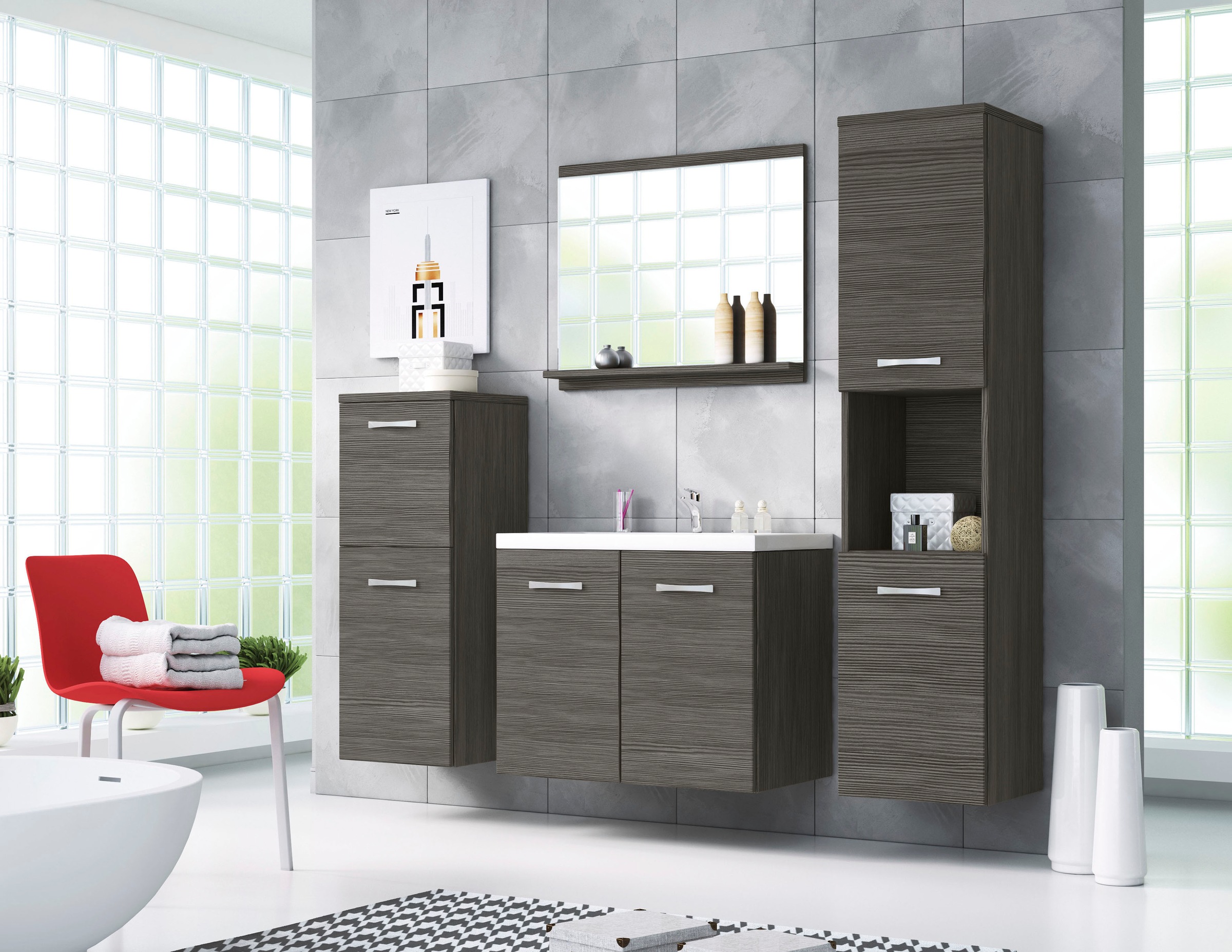 welltime Badmöbel-Set "PARLA" Komplett-Set, 5 Stk. tlg. günstig online kaufen