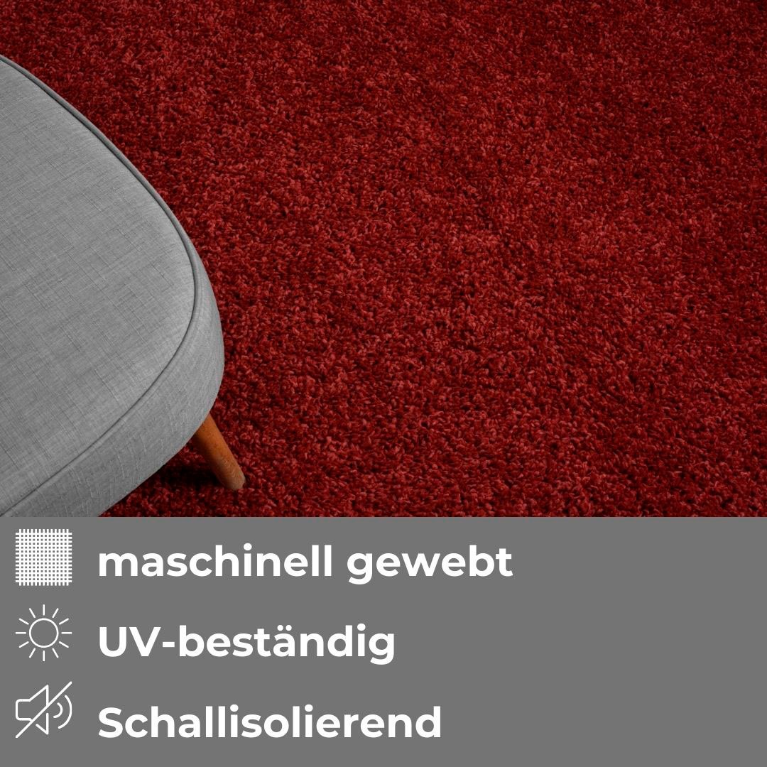 Hochflor-Teppich OTTO HOME "Banji", rot (weinrot), B:200cm H:37mm L:290cm, Polypropylen (PP), Teppiche, Uni Farben, weich und flauschig, auch als Läufer & in rund erhältlich 3