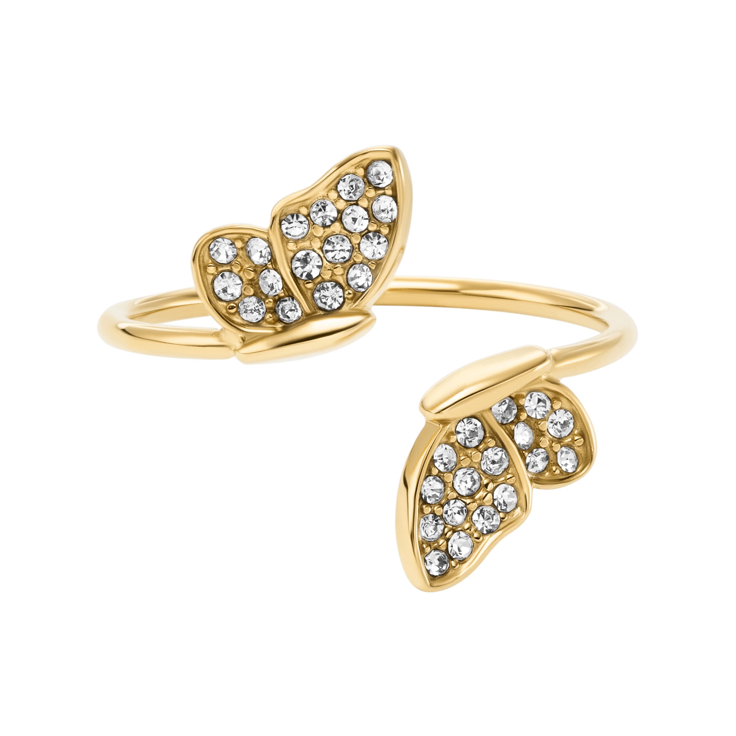 Fossil Fingerring »Schmuck Geschenk Edelstahl SUTTON Schmetterling«, mit Glasstein
