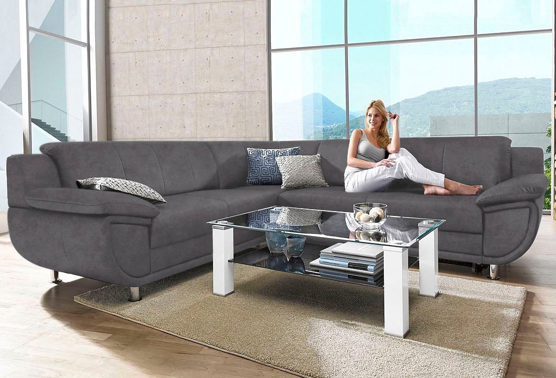 TRENDMANUFAKTUR corner sofa “Rondo”, optionally with bed function, with extra wide armrests