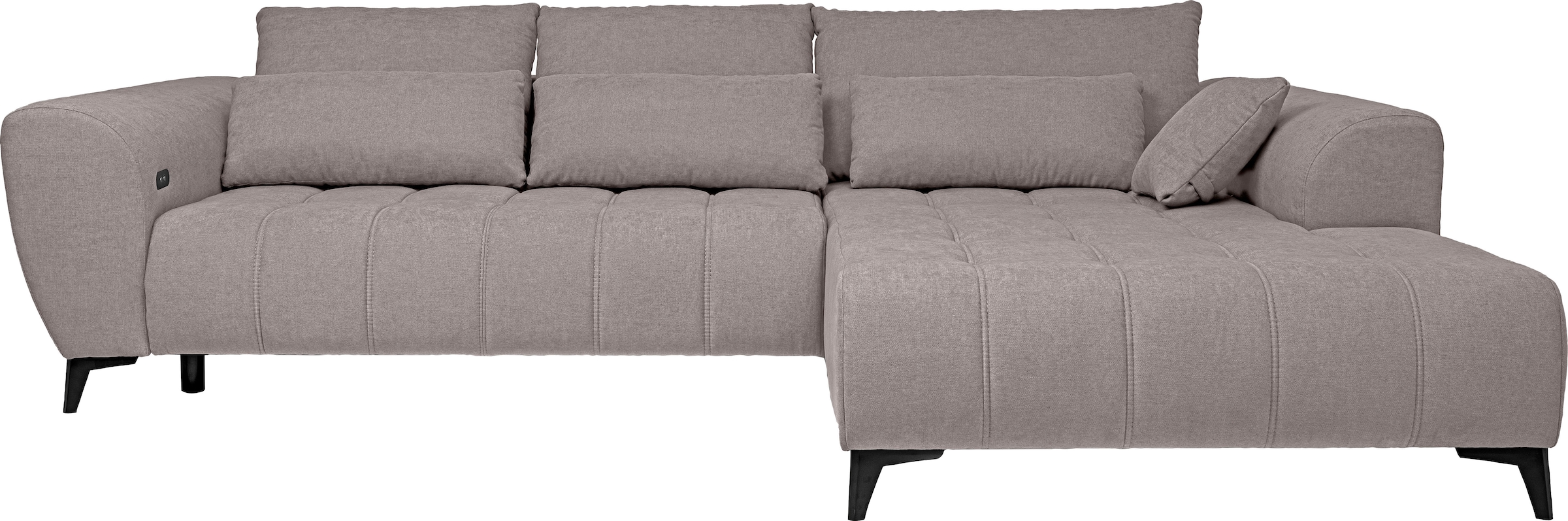 WERK2 Ecksofa »Garay inkl. elektr. Sitztiefenverstellung, bodenfrei, viel Platz« Luxus-Microfaser, L-Form, XXL, elektrische Sitztiefenverstellung