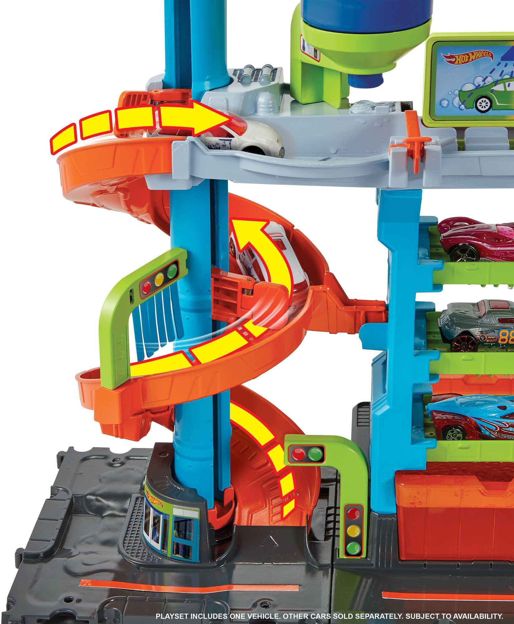 Hot Wheels Spiel-Parkgarage »City Mega Farbwechsel Auto-Waschanlage«, inklusive 1 Spielzeugauto