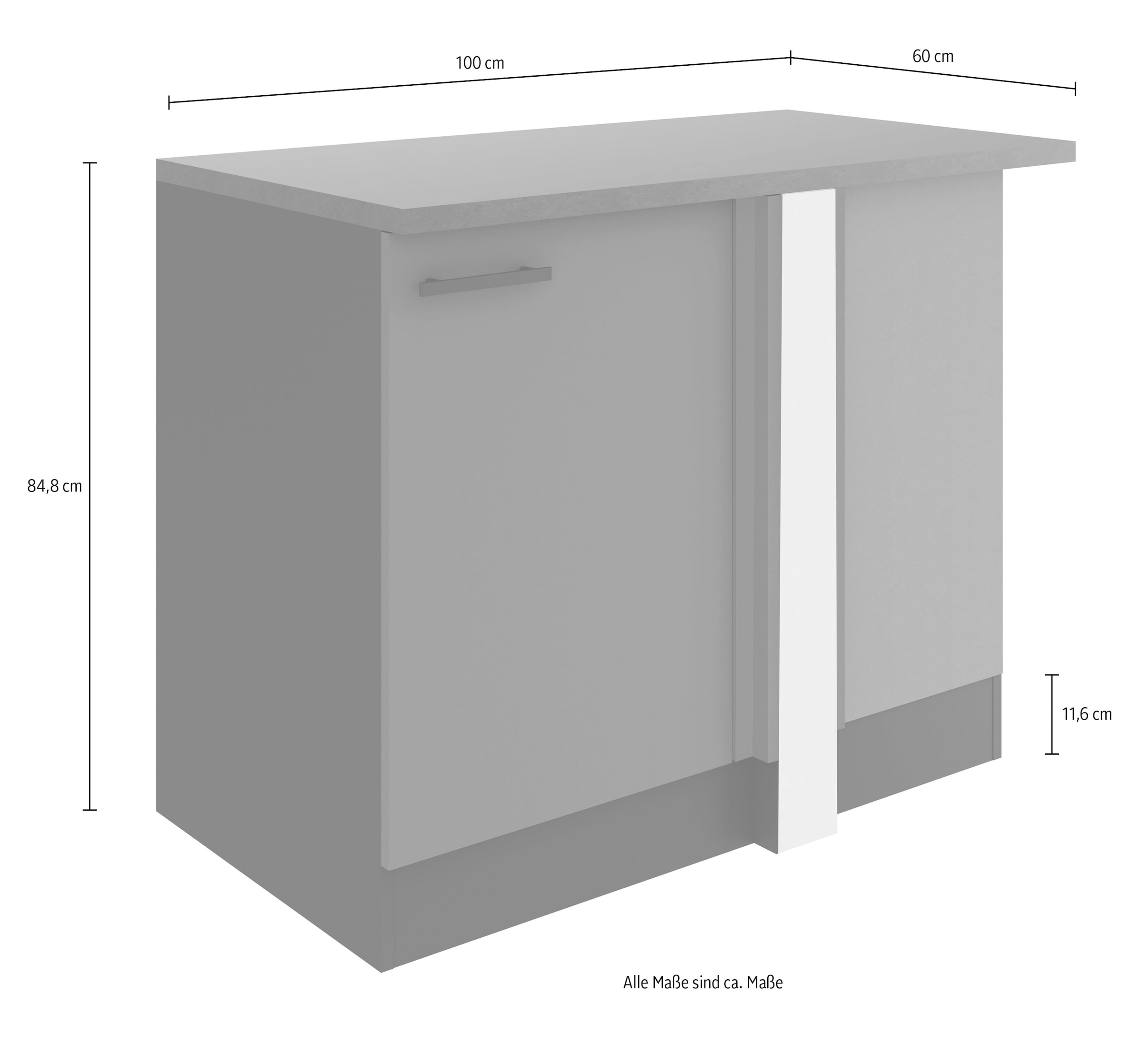 OPTIFIT Eckunterschrank »Bella«, Breite 100 cm, zur Weitergestaltung mit einem Geschirrspüler