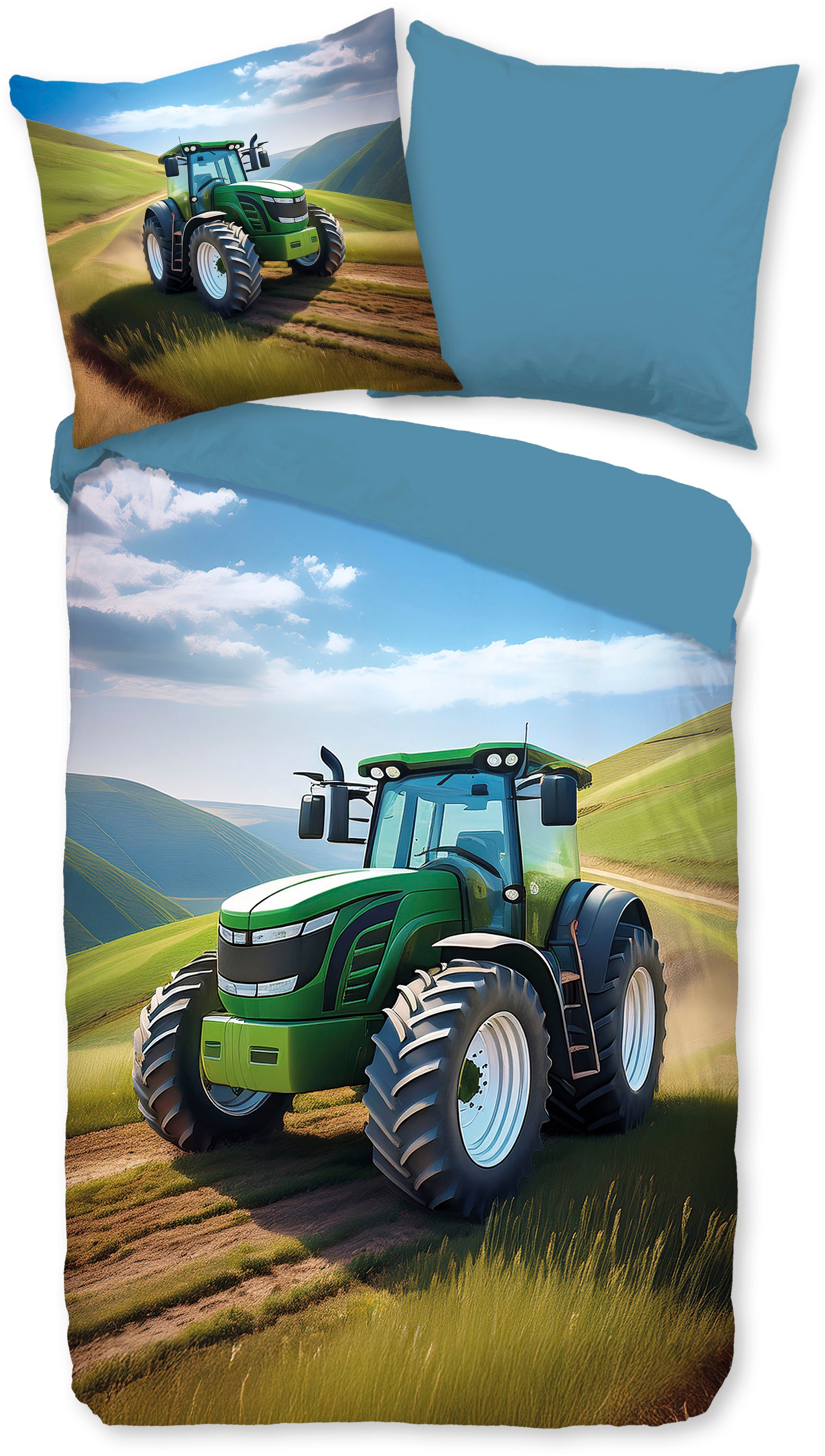 good morning Kinderbettwäsche »Aart« 2 Baumwolle, Renforcé, 135x200, Wendeoptik, Kind, Junge, Traktor