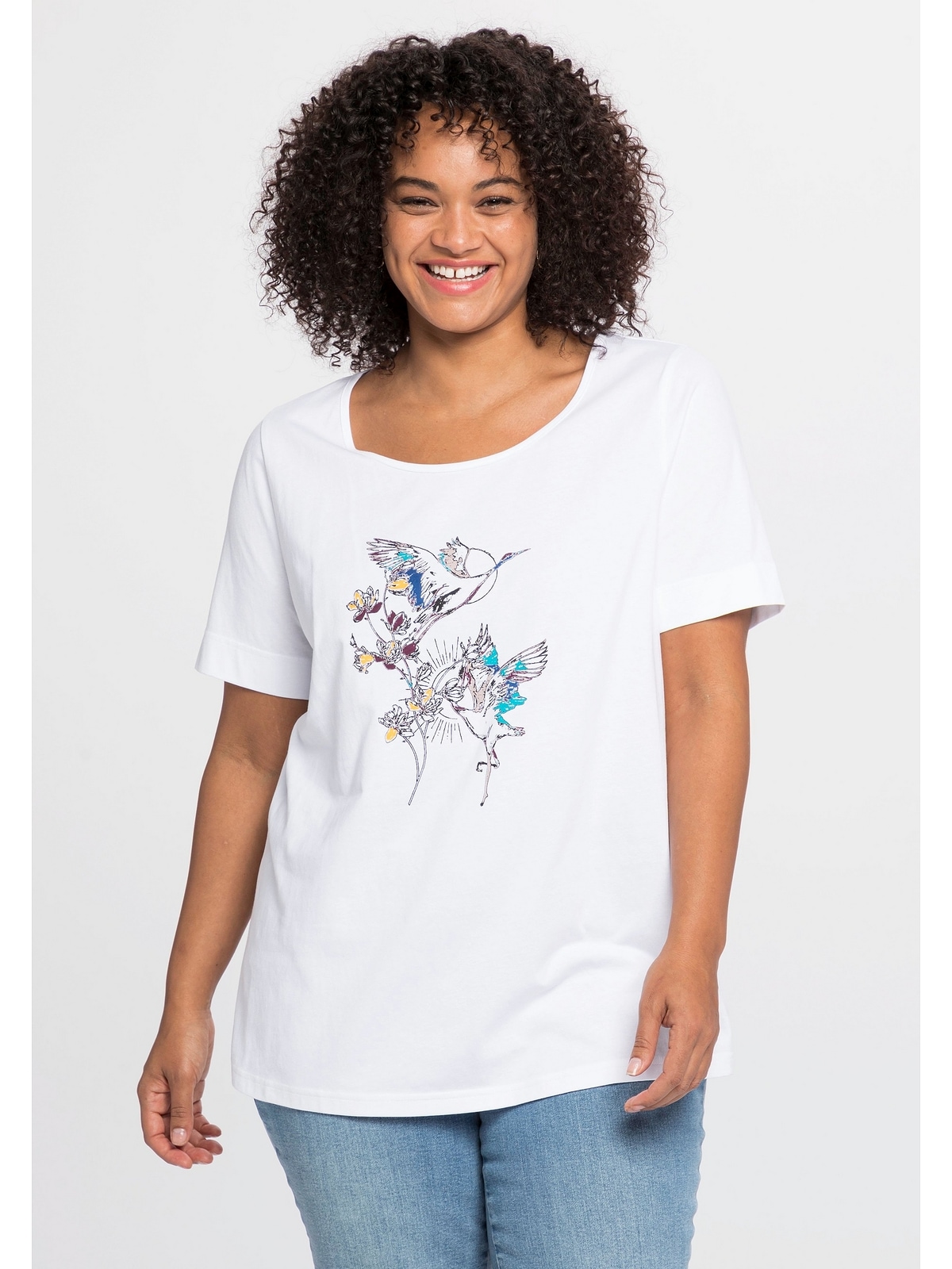 Sheego T-Shirt »Große Größen«, mit für Frontdruck | BAUR bestellen