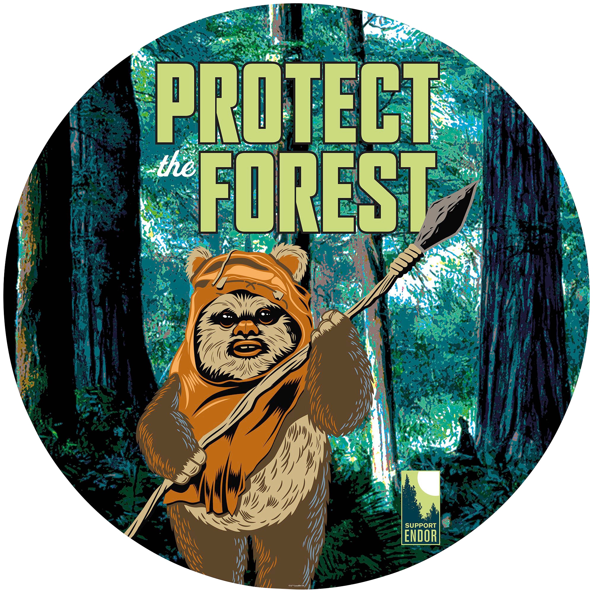 Komar Fototapete "Star Wars Protect the Forest", 125x125 cm (Breite x Höhe), rund und selbstklebend