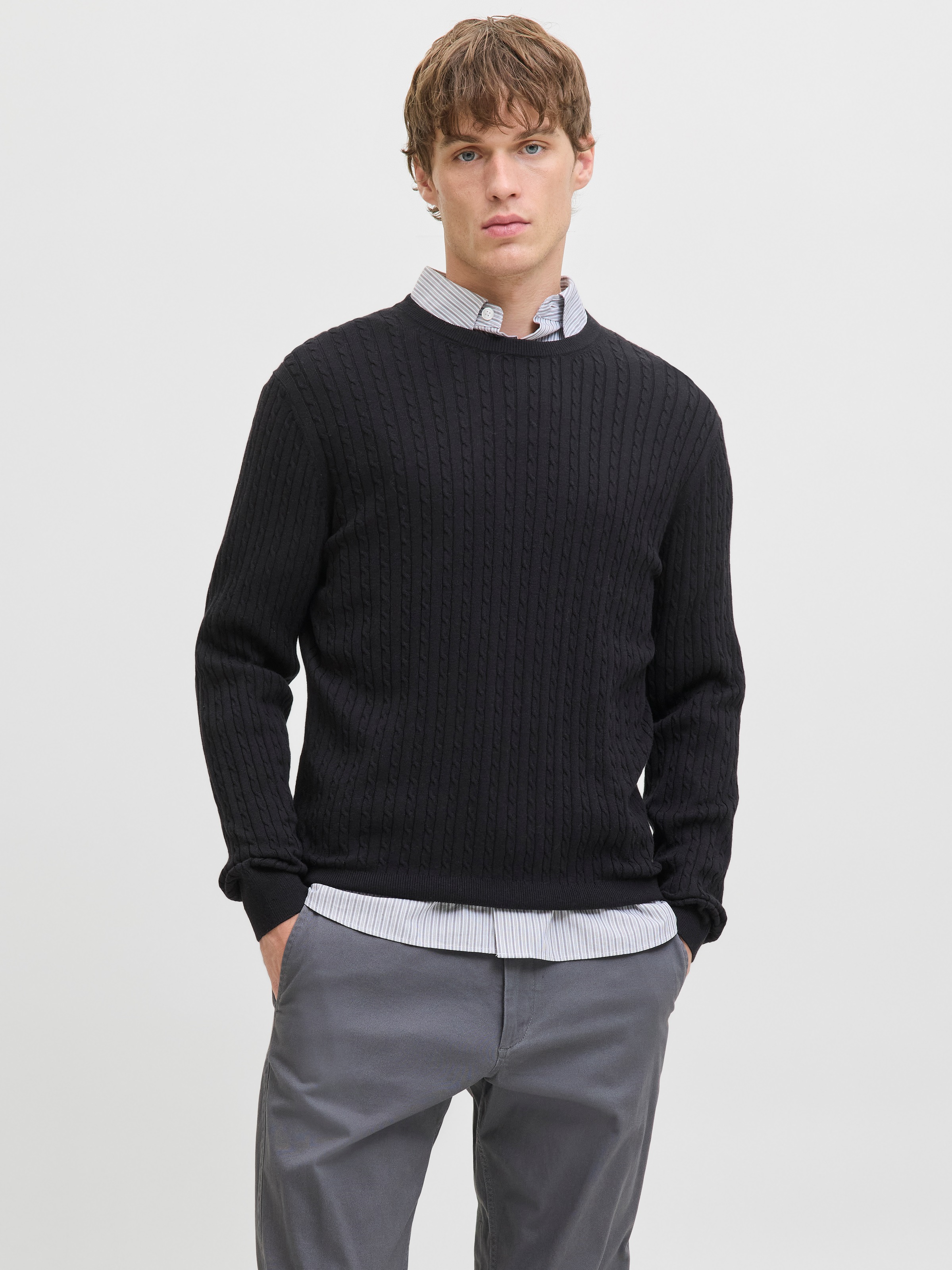 Jack & Jones Strickpullover "JJEEMIL KNIT CABLE CREW NECK NOOS" günstig online kaufen