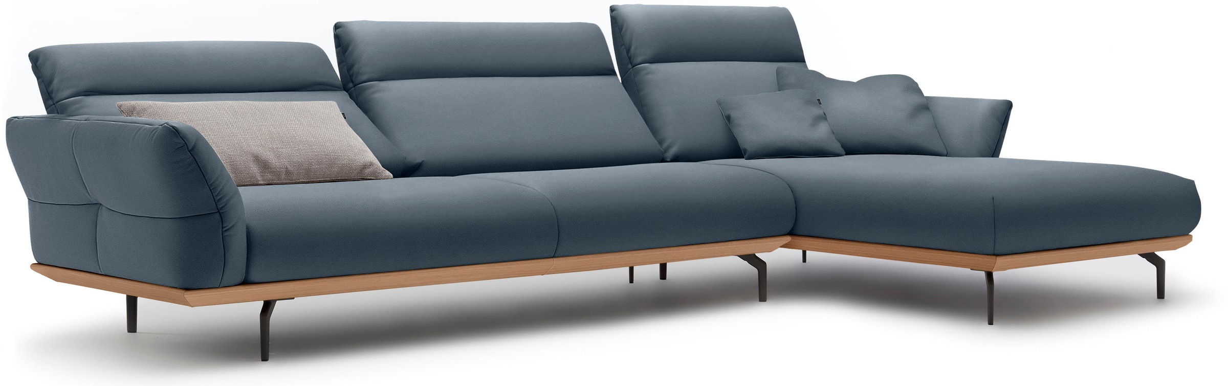 Creation BY ROLF BENZ Ecksofa »CR.460«, Sockel in Eiche, Winkelfüße in Umbragrau, Breite 338 cm