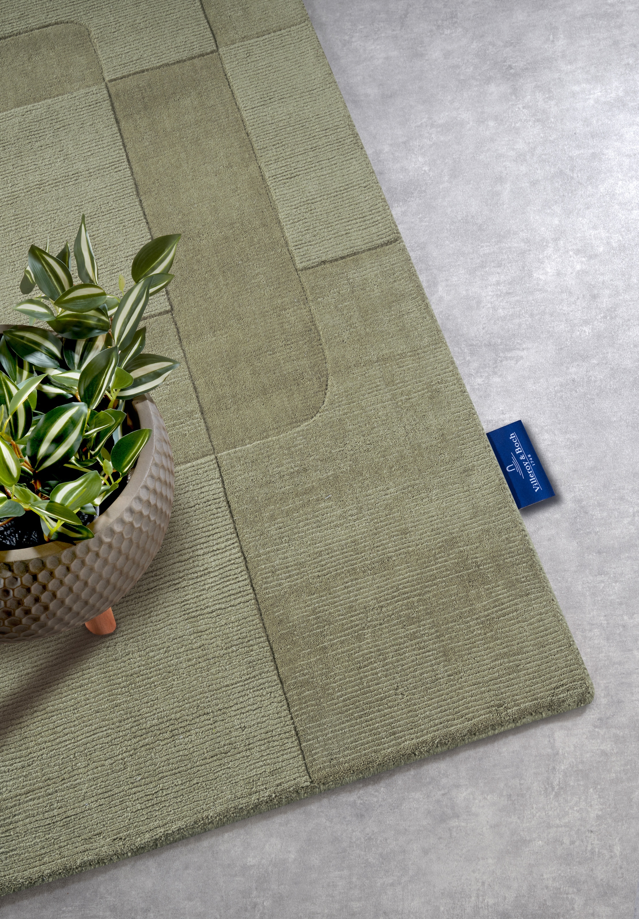 Villeroy & Boch Wollteppich »Charlotte«, rechteckig, 10 mm Höhe, Läufer, Handgewebt, Wolle, Natur, Läufer, Wohnzimmer, Geometrie