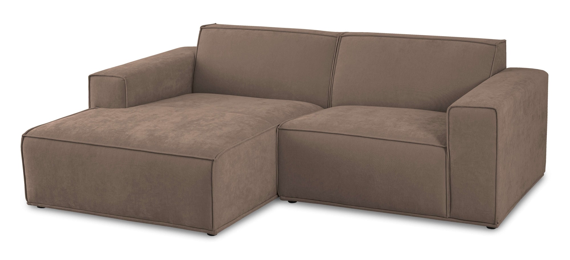 Home affaire Ecksofa »Avelin, 228 cm, L-Form, Chenille, Struktur-Boucle«, mit Wellenunterfederung, Kedernaht, bodentief, Skandi-Design