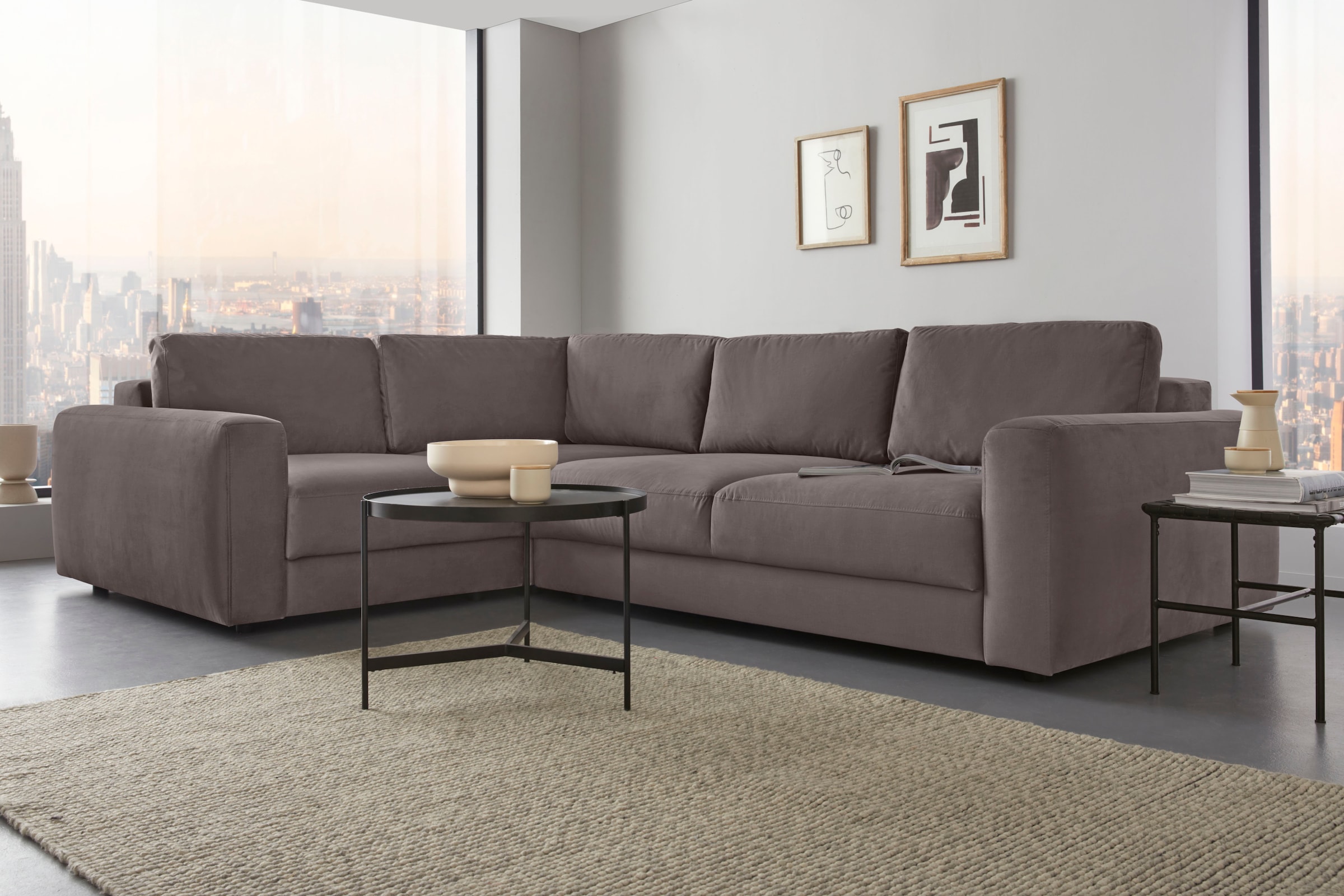 Places of Style Ecksofa "Bloomfield, L-Form", extra tiefe Sitzfläche, wahlw günstig online kaufen