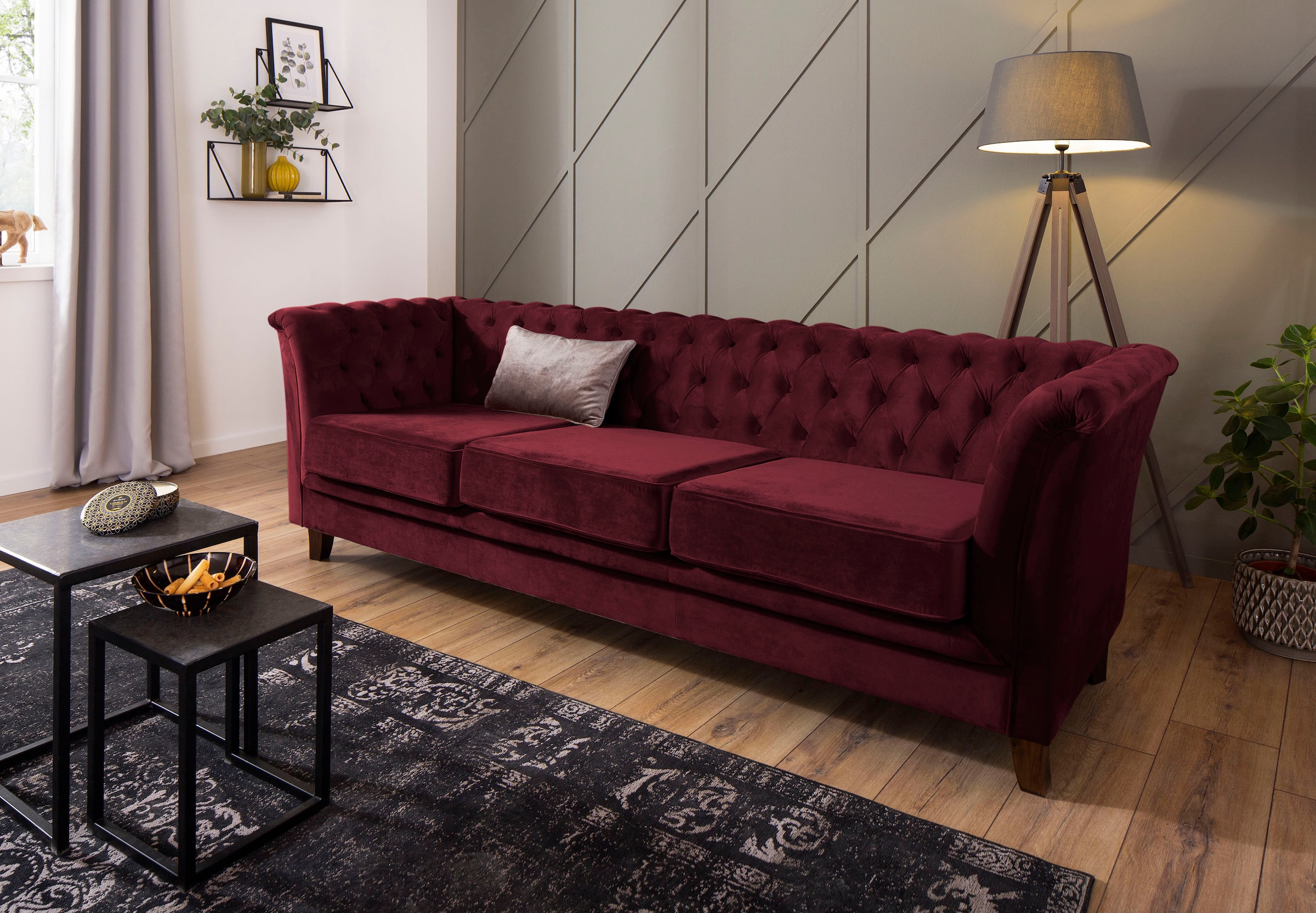 Home affaire Chesterfield-Sofa "Dover", aufwändige Knopfheftung in Chesterfield-Optik