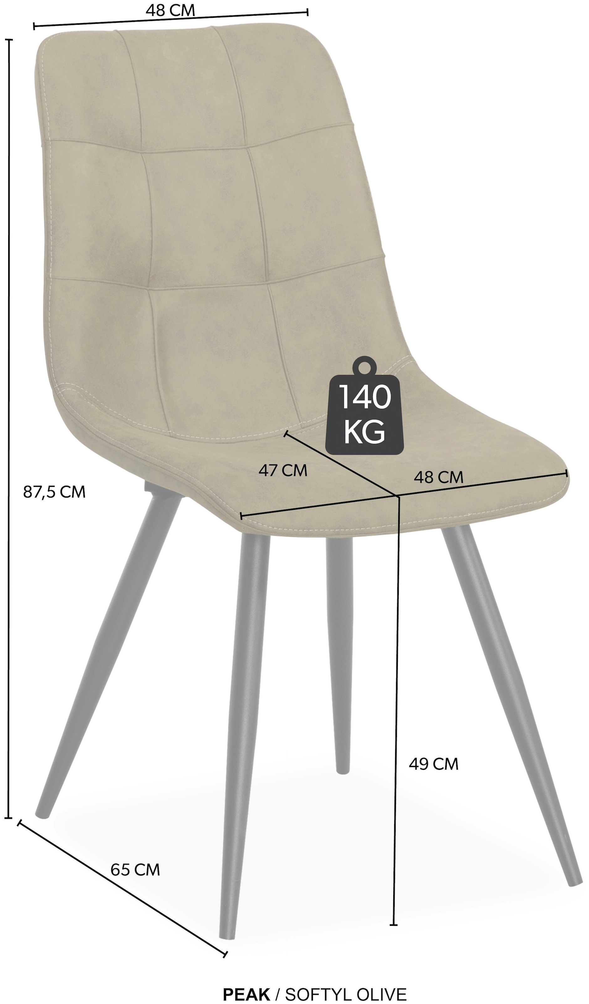 OMG Design Esszimmerstuhl »Peak«, (Set), 2 St., Stoff, moderne Sitzschale in Microfaser Lederoptik