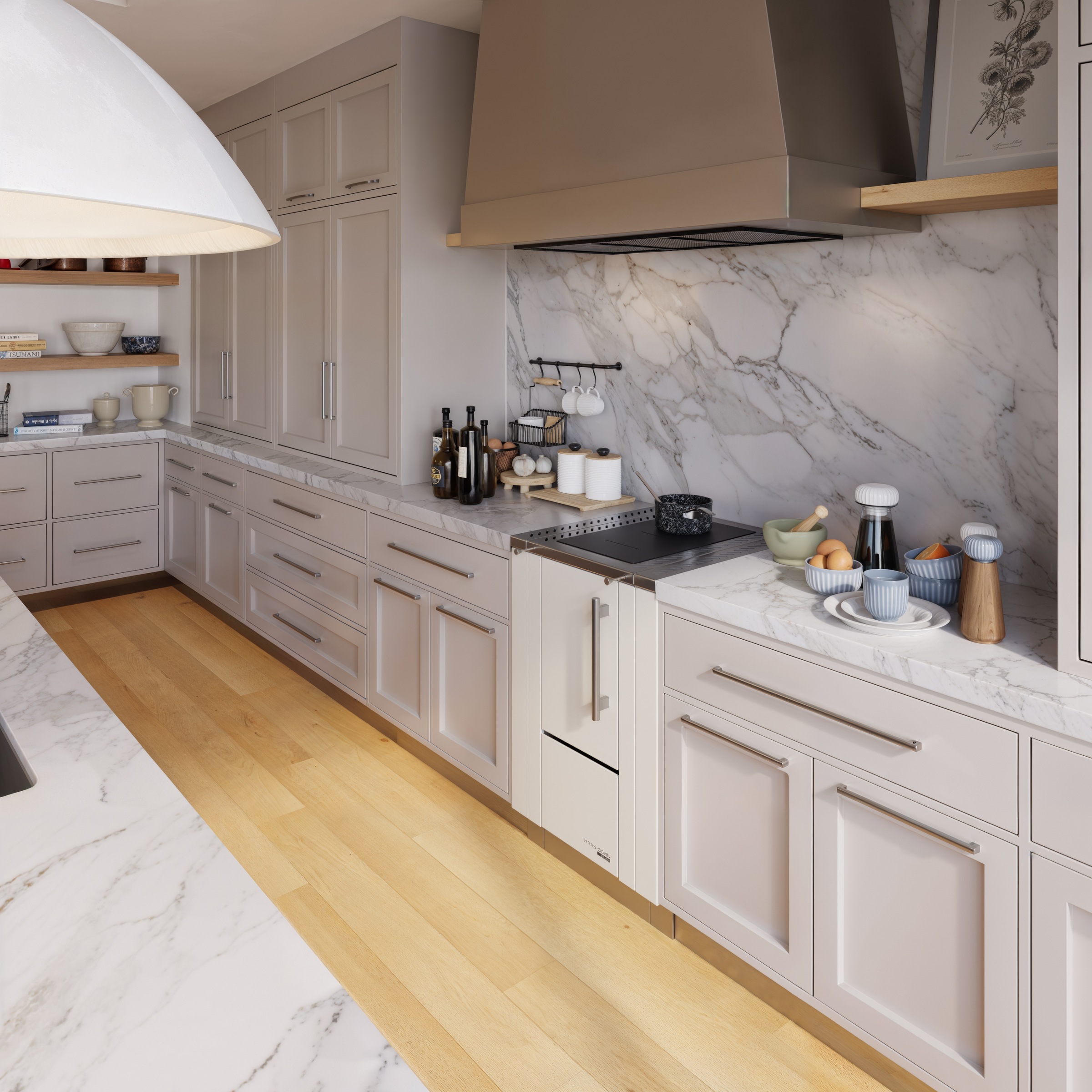 Haas + Sohn Festbrennstoffherd »HS 40 ohne Sichtfenster, weiß, Herdrahmen Edelstahl, Stahlkochplatte«