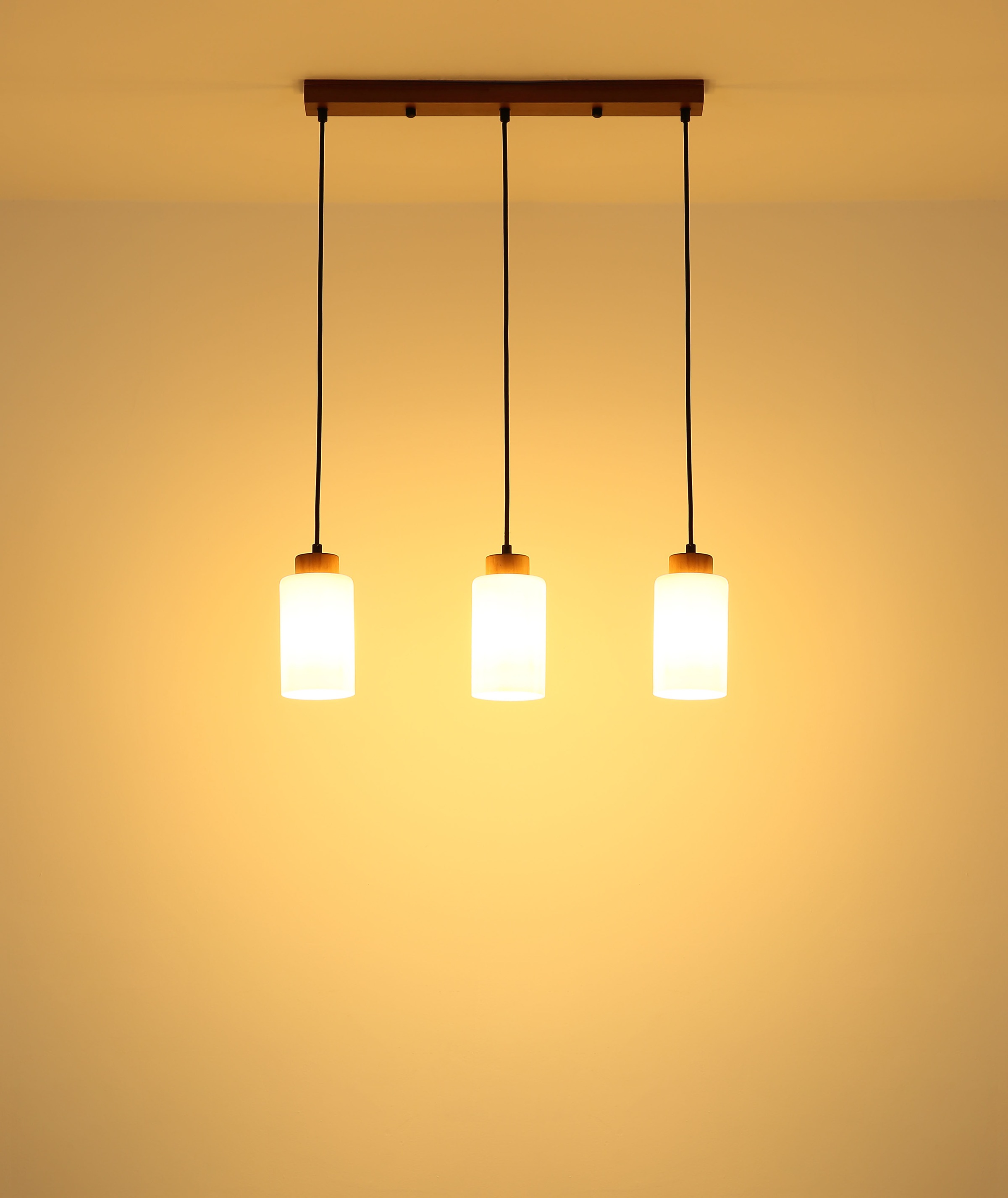 GLOBO LIGHTING Hängeleuchte »ROWENA« E27 1 Stk. Holz-Pendelleuchte breit, Opalglas, E27, kürzbar