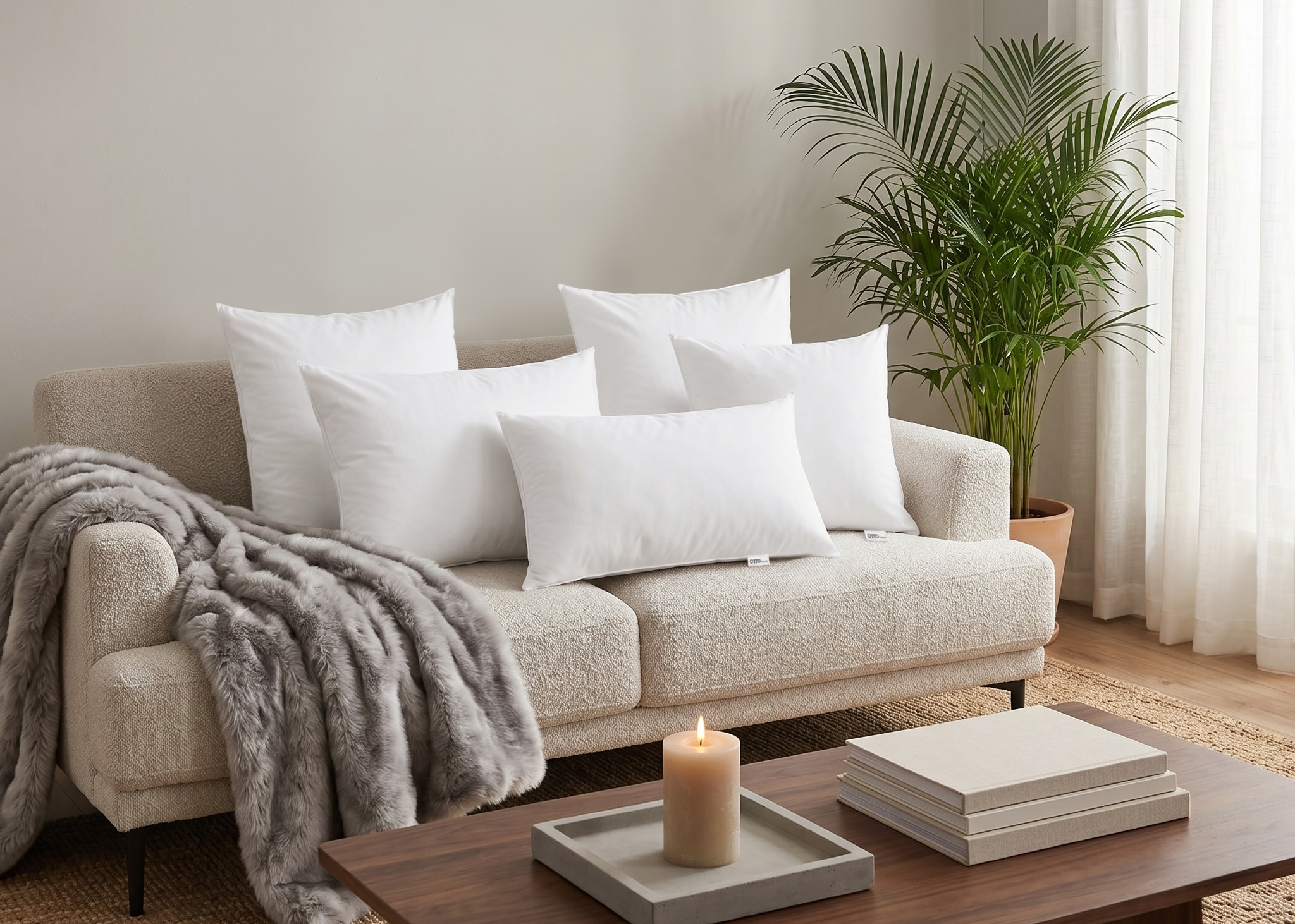 OTTO home Federkopfkissen »Emrra Mit Kopfkissengrößen von 2x 40x40 cm bis 2x 50x50 cm« Füllung: 100% Federn Set, 2 Stk. tlg. 2-tlg. Kissen-Set, Kuschelkissen, Dekokissen oder Sofakissen