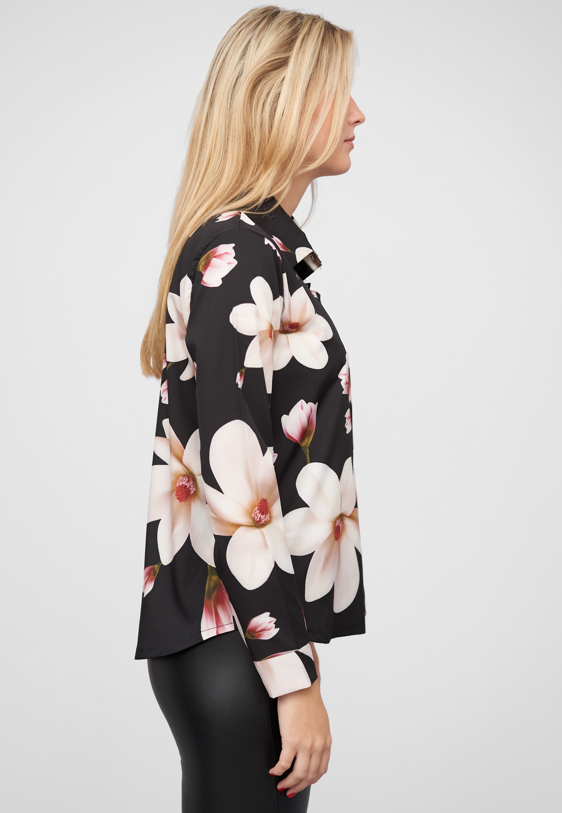 CLOUD 5IVE Blusentop »CLOUD 5IVE Langarm-Bluse mit Knopfleiste u. Blumenprint«