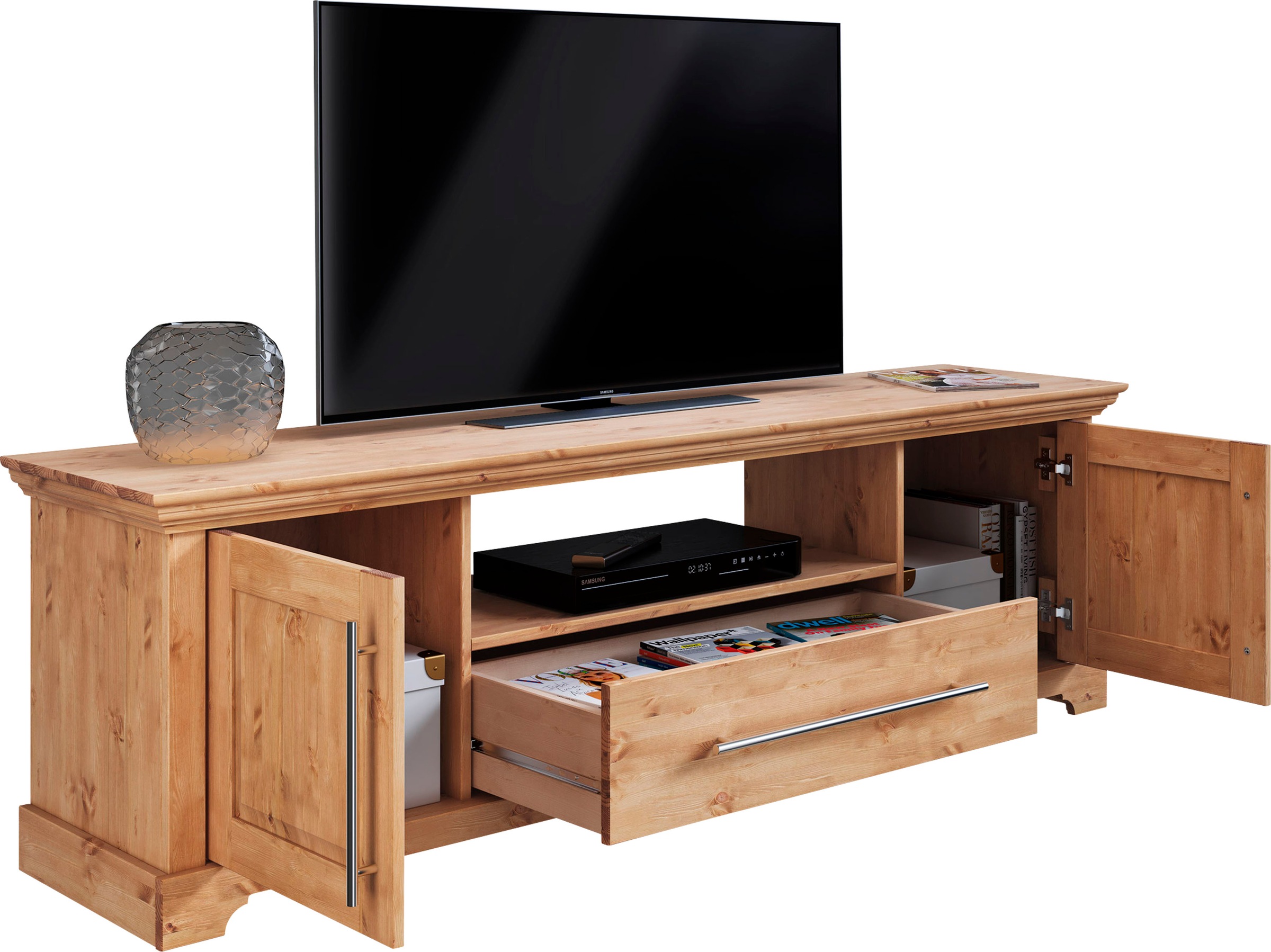 Home affaire TV-Board »Meliss«, Lowboard, 2-türig, Breite 171 cm, Kiefer massiv, FSC®