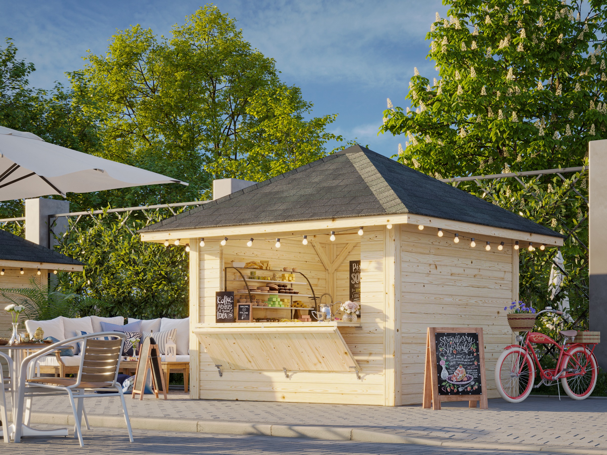 Palmako Holzpavillon »Bianca 8,3 m² Set 104« BxTxH: 384x384x319 cm