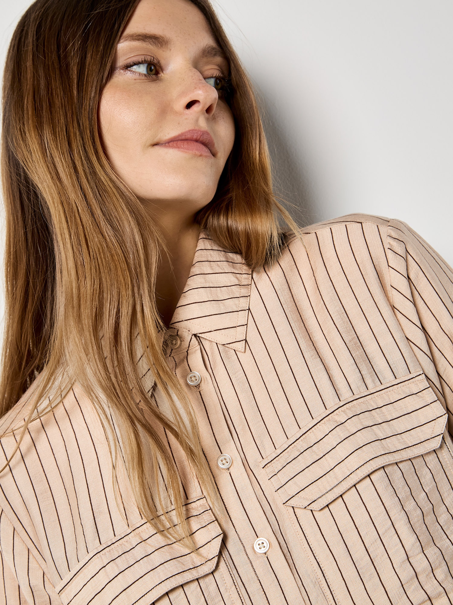 Apricot Shirtbluse »Boxy-Shirt mit Nadelstreifen« mit Knopfleiste