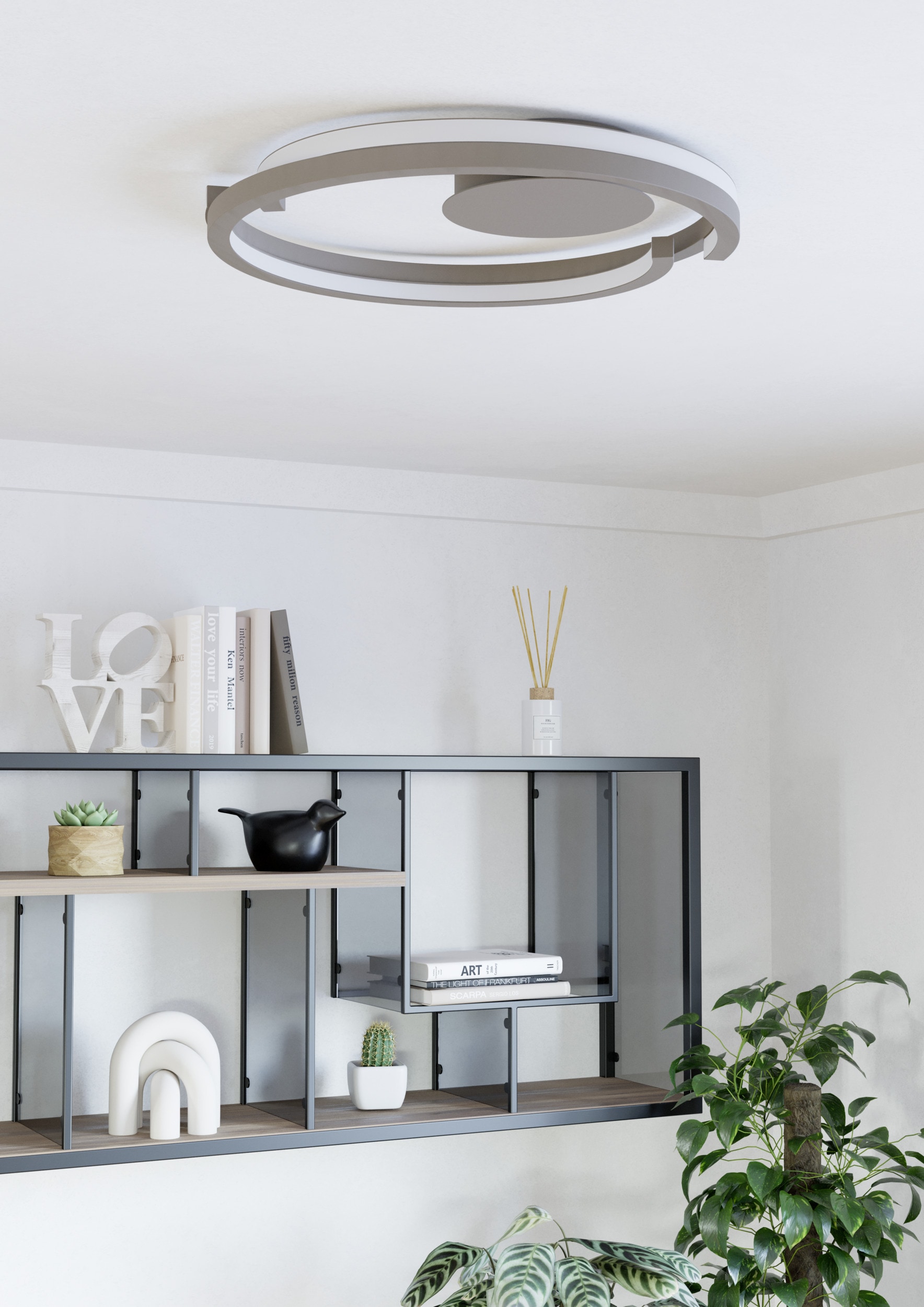 EGLO Deckenleuchte »MEZZOMONTE Deckenlampe - Alu, Stahl - LED - 40W - IP20« LED-Modul 1 Stk. Kaltweiß | Neutralweiß | Warmweiß Wohzimmerlampe, Esszimmerlampe, Flur, Schlafzimmer, H5 x Ø48 cm