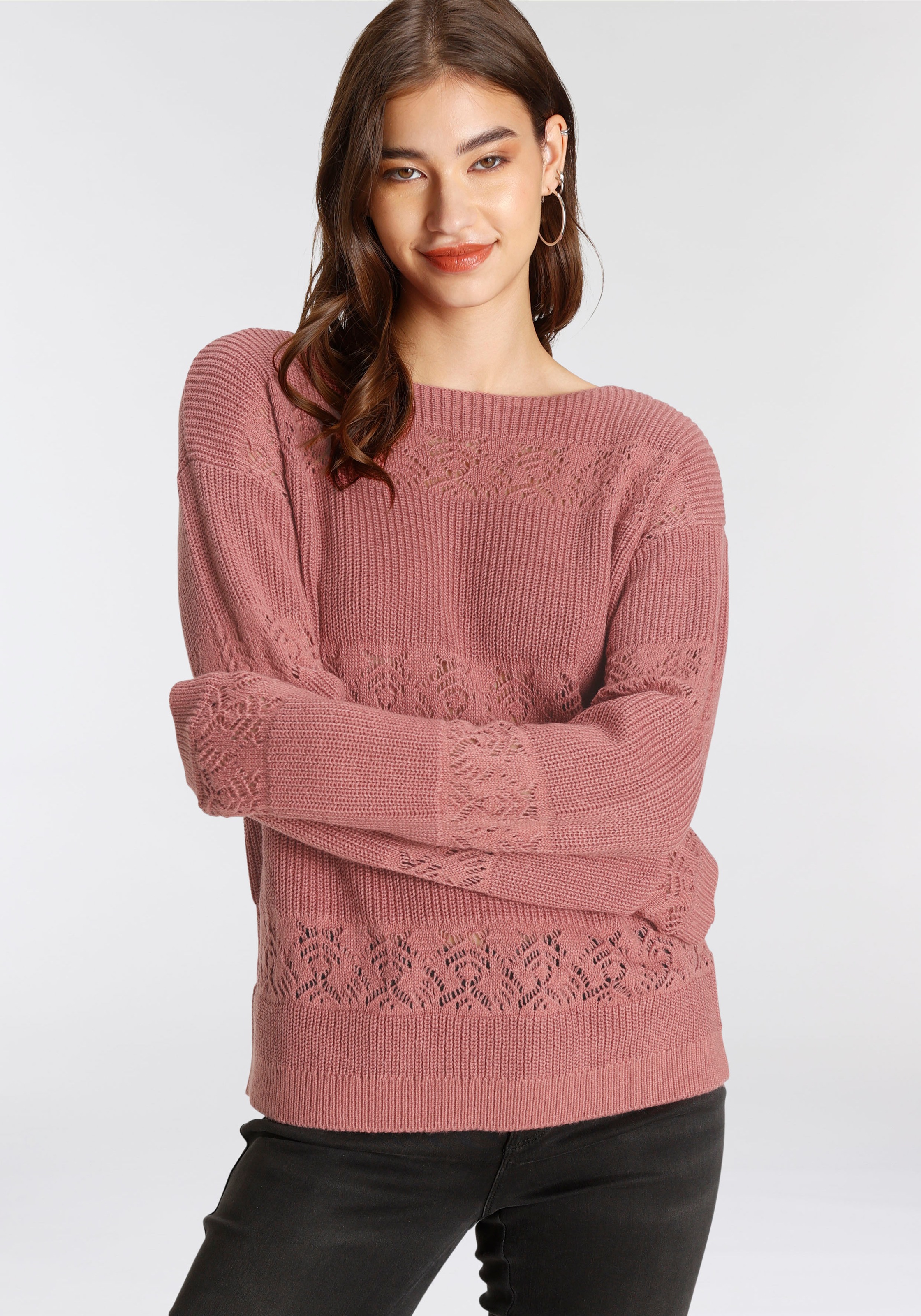 Laura Scott Strickpullover, mit Ajour-Muster günstig online kaufen