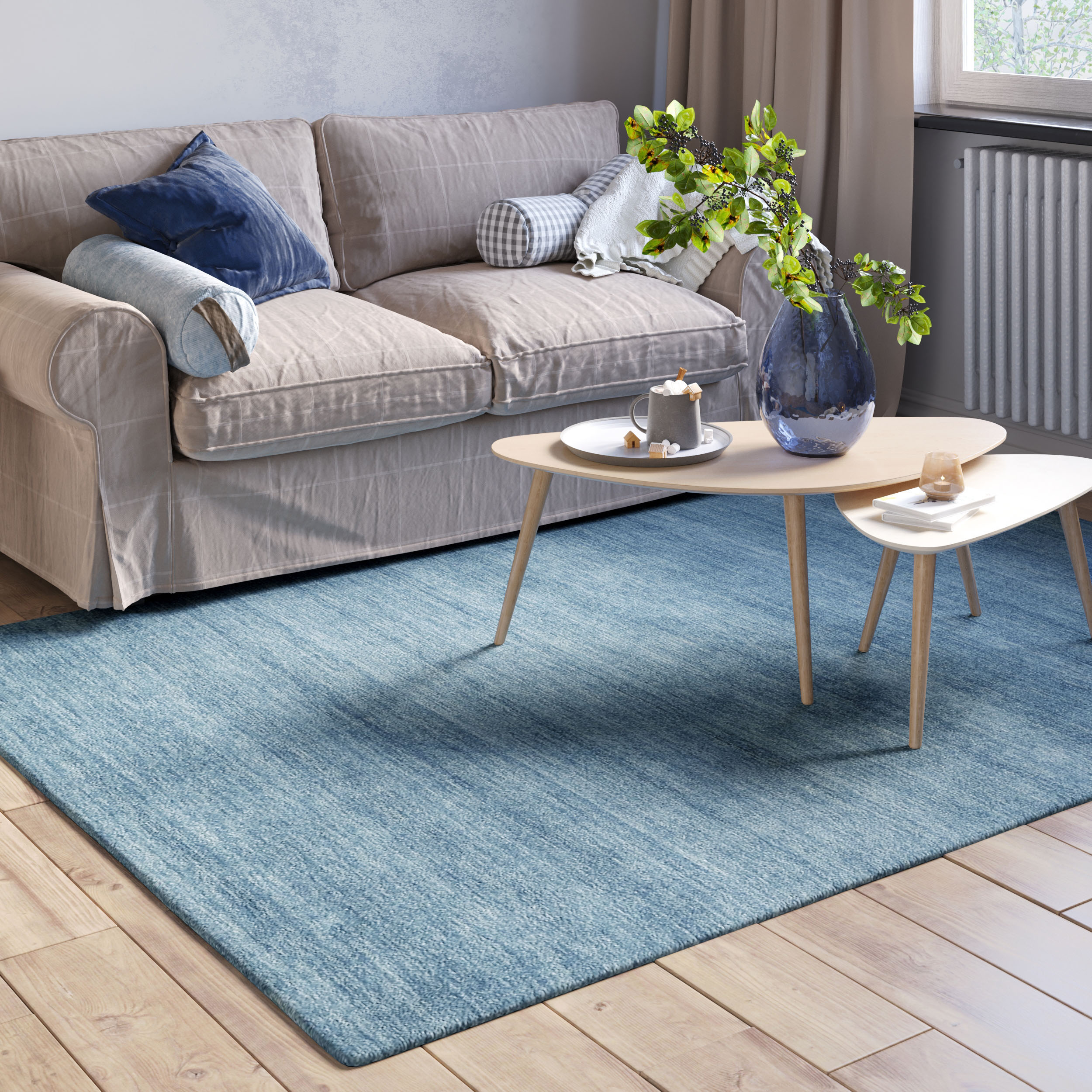 Myflair Möbel & Accessoires Wollteppich "Isra" rechteckig 1,5 mm Höhe Kurzflor, Handweb Teppich, meliert, reine Wolle, handgewebt