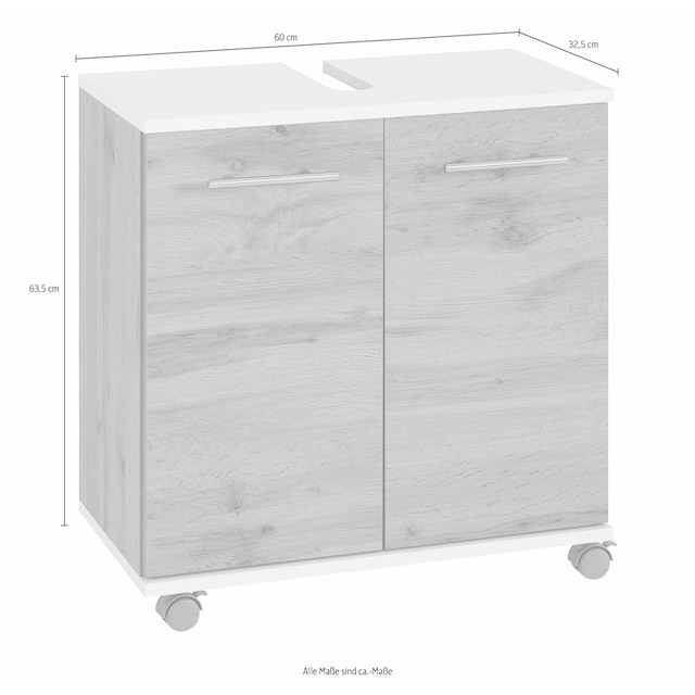 Schildmeyer Waschbeckenunterschrank »Rhodos«, Breite 60 cm, verstellbarer  Einlegeboden, Metallgriffe, 2 Türen kaufen | BAUR