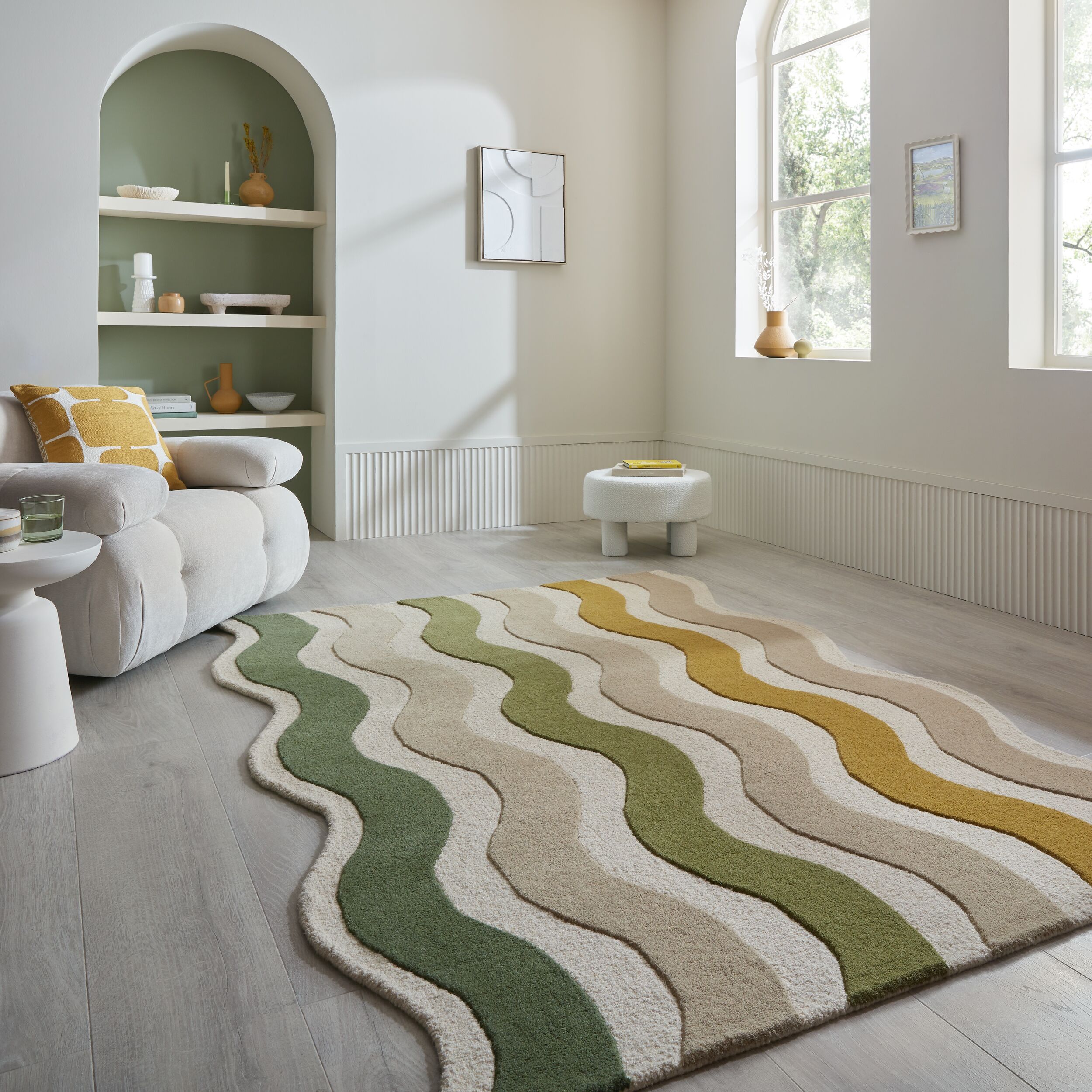 FLAIR RUGS Wollteppich "CASCADE auch als Läufer" rechteckig 7 mm Höhe aus 100% Wolle, Organisches Design, handgetuftet