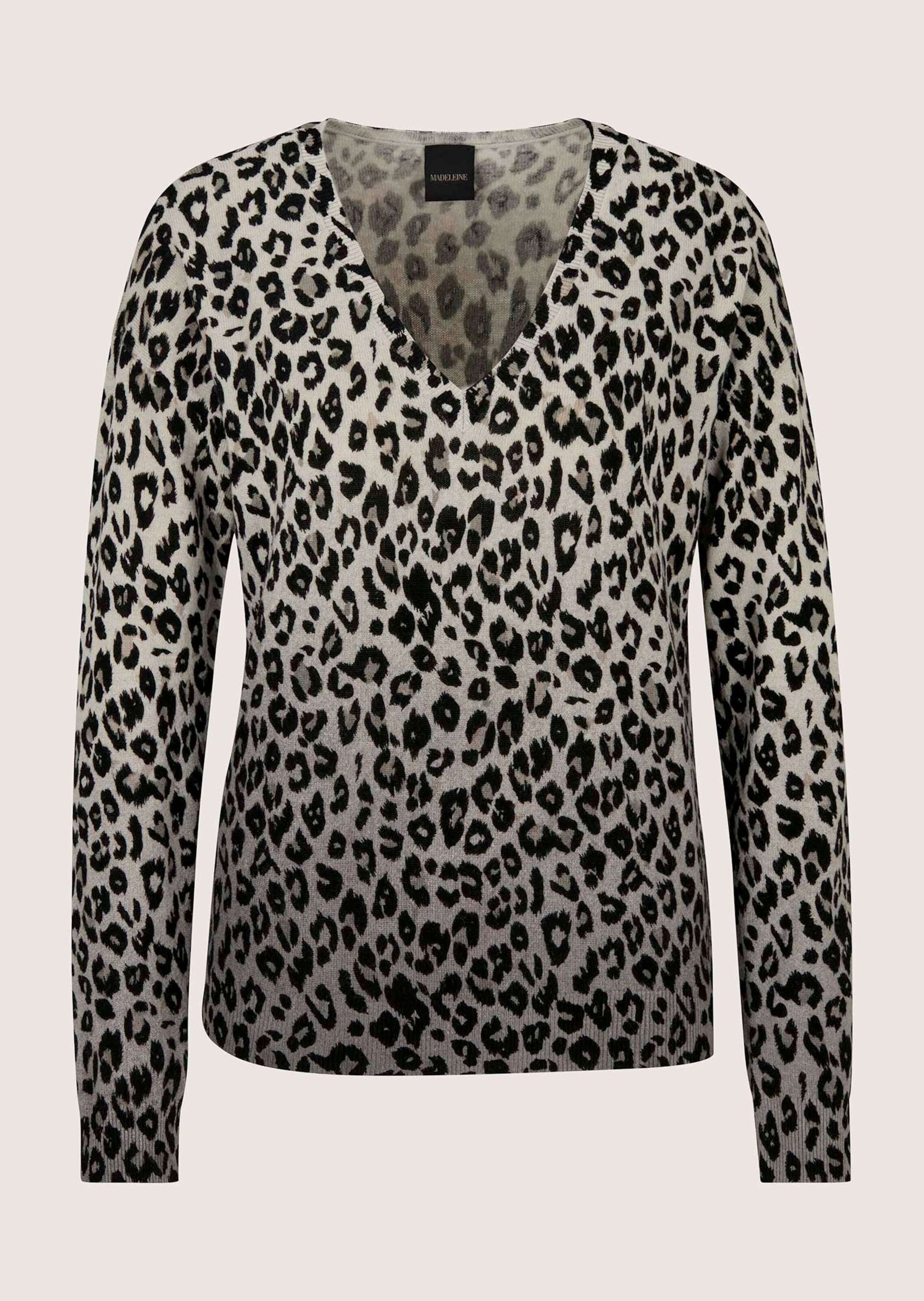 MADELEINE Longpullover "Strickpullover Luxuriöser Wollpullover mit Animal-Design" Animal Design mit Farbverlauf