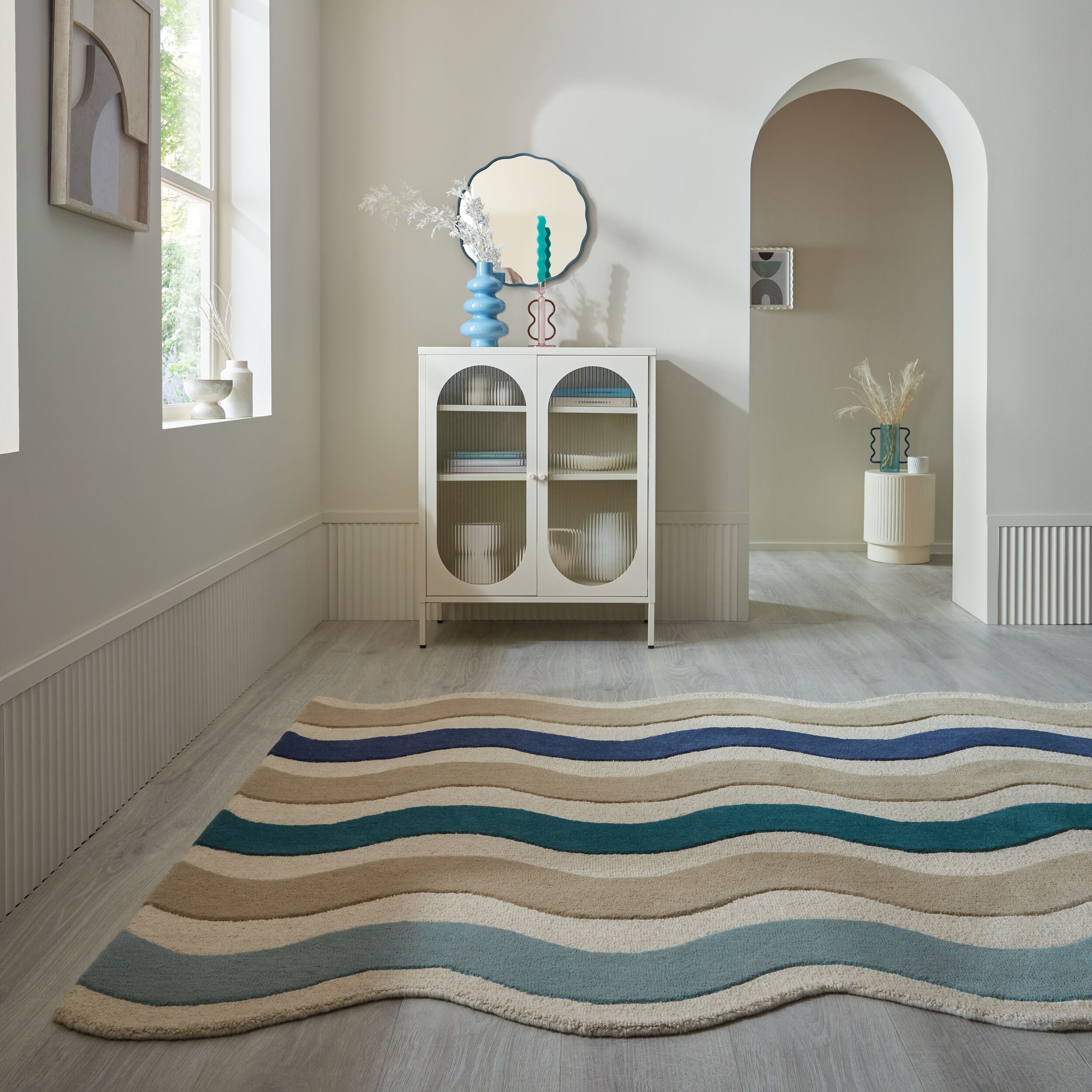 FLAIR RUGS Wollteppich "CASCADE auch als Läufer" rechteckig 7 mm Höhe aus 100% Wolle, Organisches Design, handgetuftet