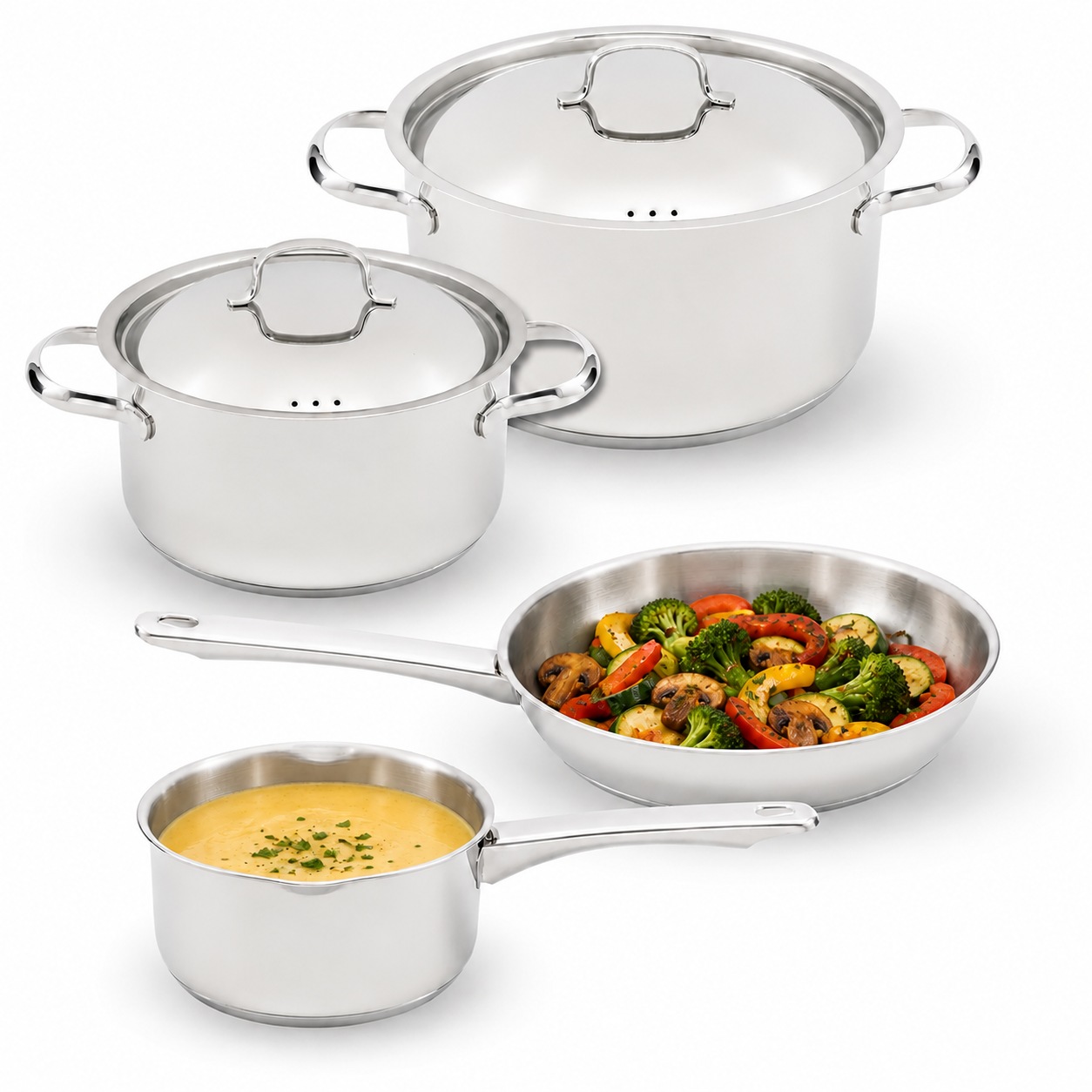 Cosy & Trendy Topf-Set "Cosy & Trendy Start2Cook Daily Kochgeschirr-Set" Set, 4 tlg. Edelstahl