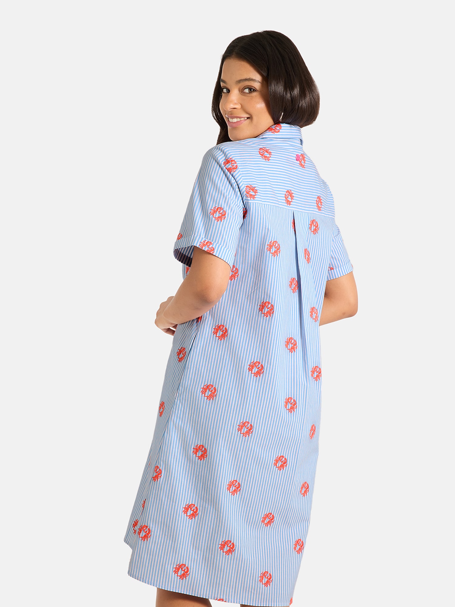 Lieblingsstück Hemdblusenkleid »NaraL« Kurzarm mit Umschlagsaum, Stickereien