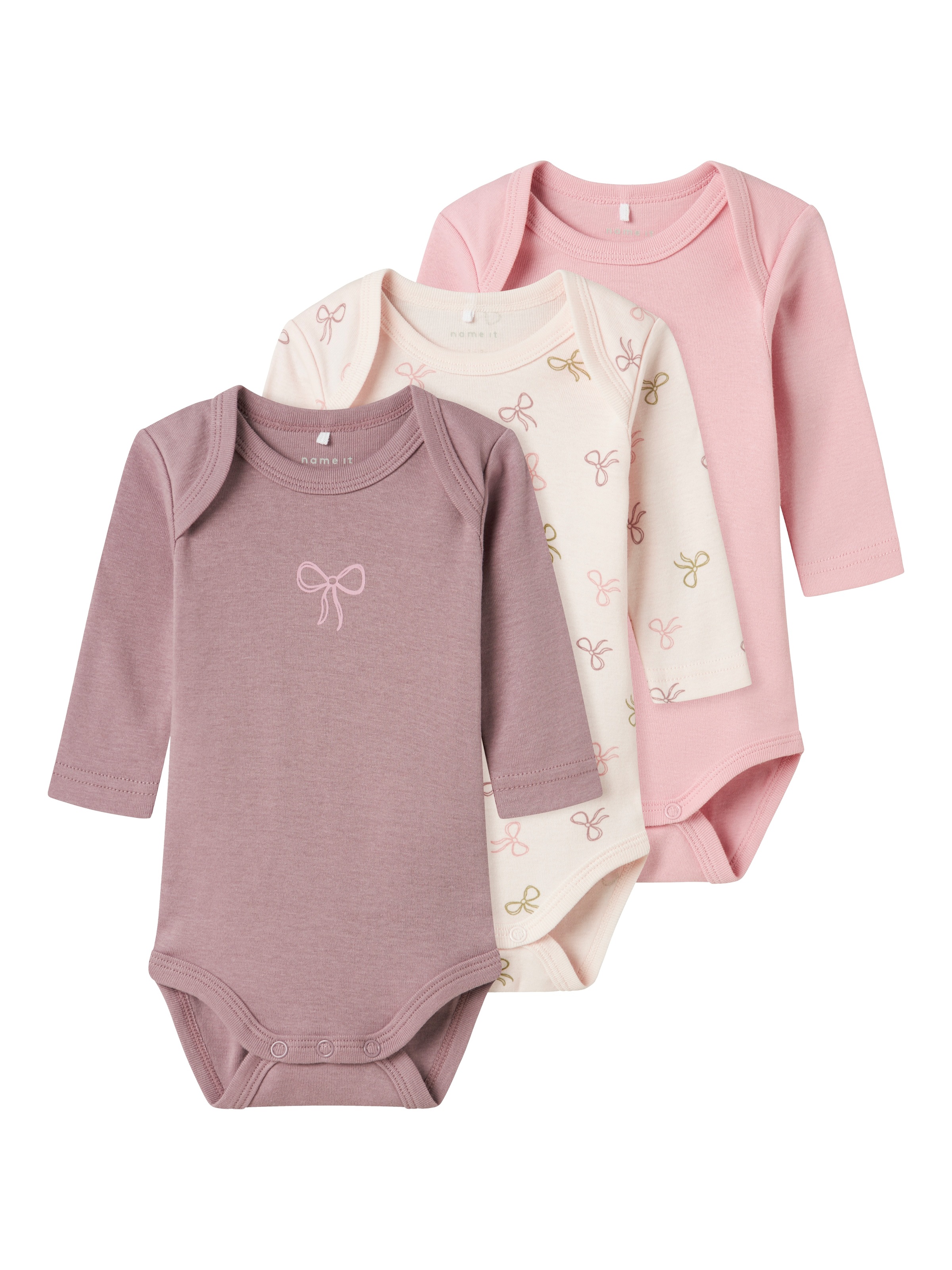Name It Langarmbody »NBFBODY 3P LS BARELY PINK BOW NOOS«