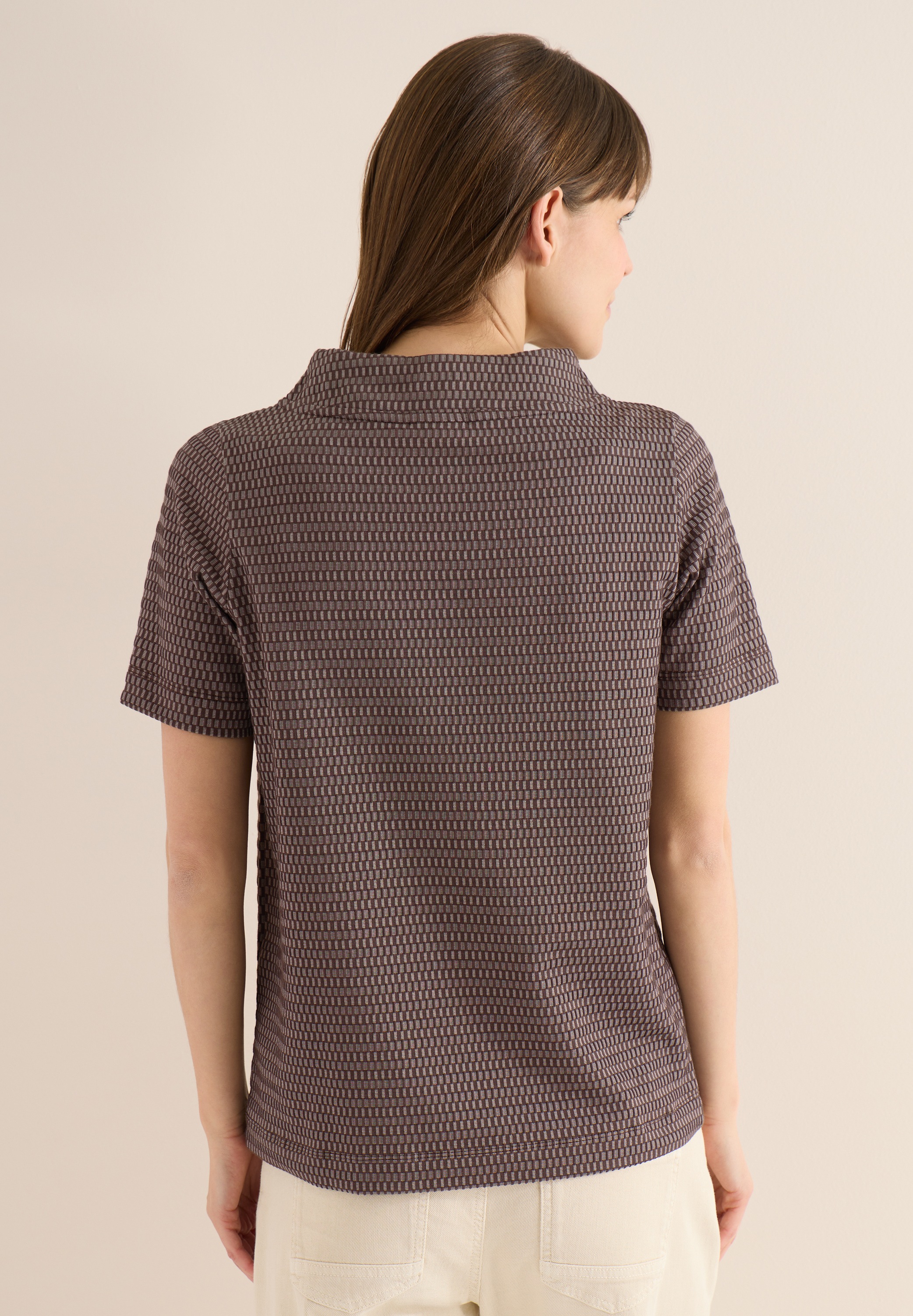 Cecil T-Shirt mit Tunnelzugband am Kragen günstig online kaufen