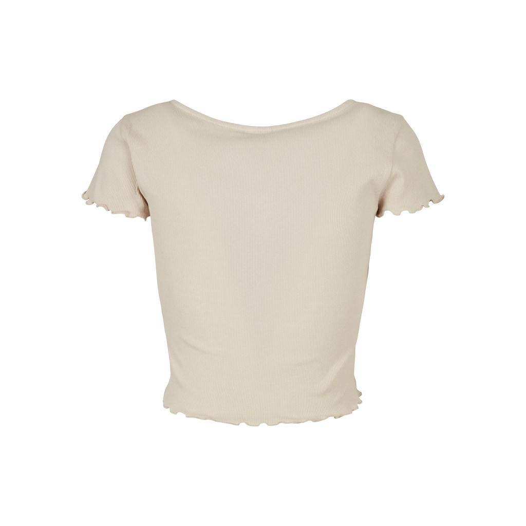 URBAN CLASSICS Kurzarmshirt »Urban Classics Damen Ladies Cropped Button Up Rib Tee«, (1 tlg.)