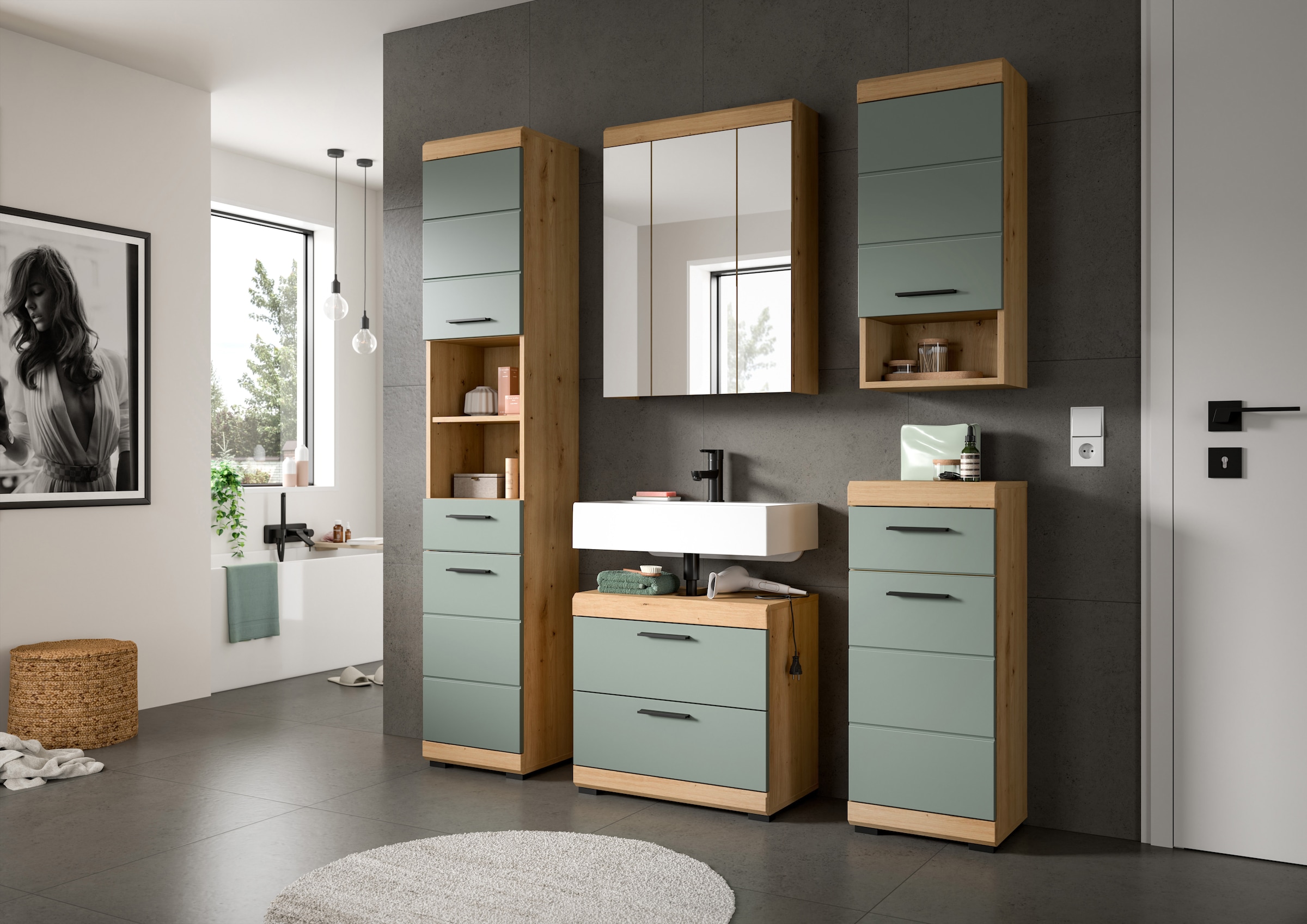 INOSIGN Hängeschrank »Siena, Breite 37cm, 1 Tür, 1 offenes Fächer, 1 Einlegeboden, MDF-Front«, (1 St.), in verschiedenen Farben erhältlich, Badmöbel, Badschrank, Schrank, Bad