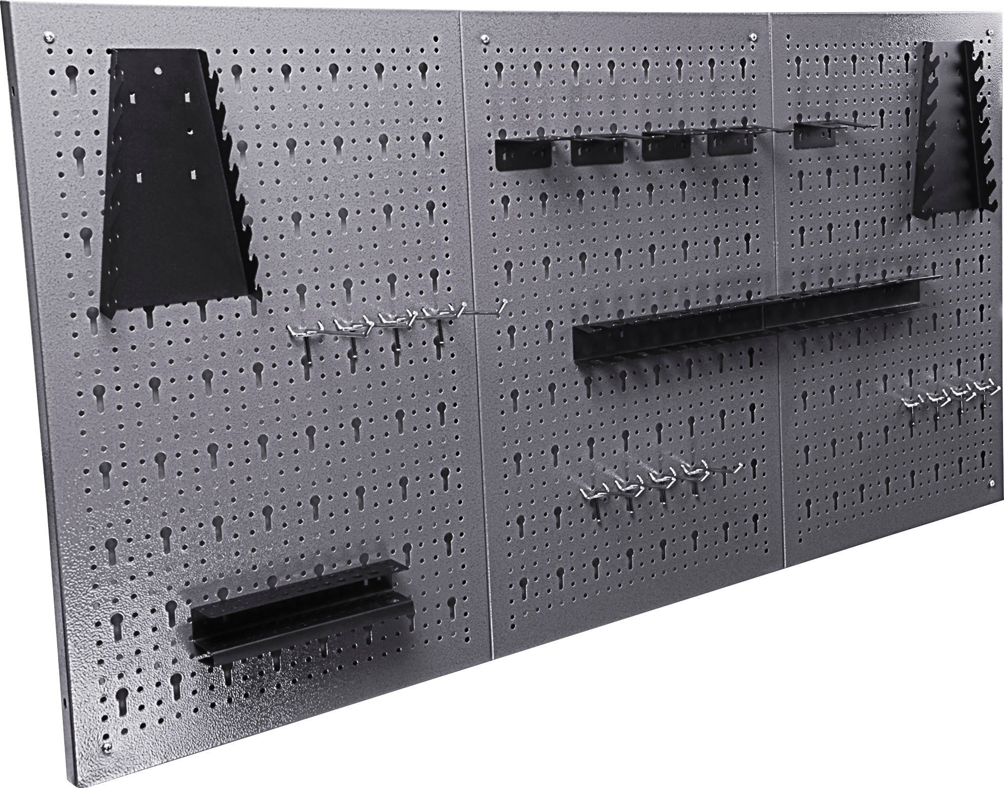 Werkstatt-Set ONDIS24 "Karsten", schwarz (anthrazit, grau, schwarz), B:160cm H:205cm T:60cm, Metall, Werkbänke, 160 cm, mit LED Touch-Lampen, inkl. Hakenset 3