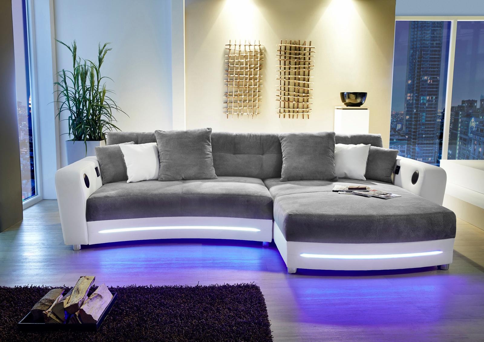 Ecksofa Laredo, inklusive RGB-LED-Beleuchtung und Bluetooth-Soundsystem