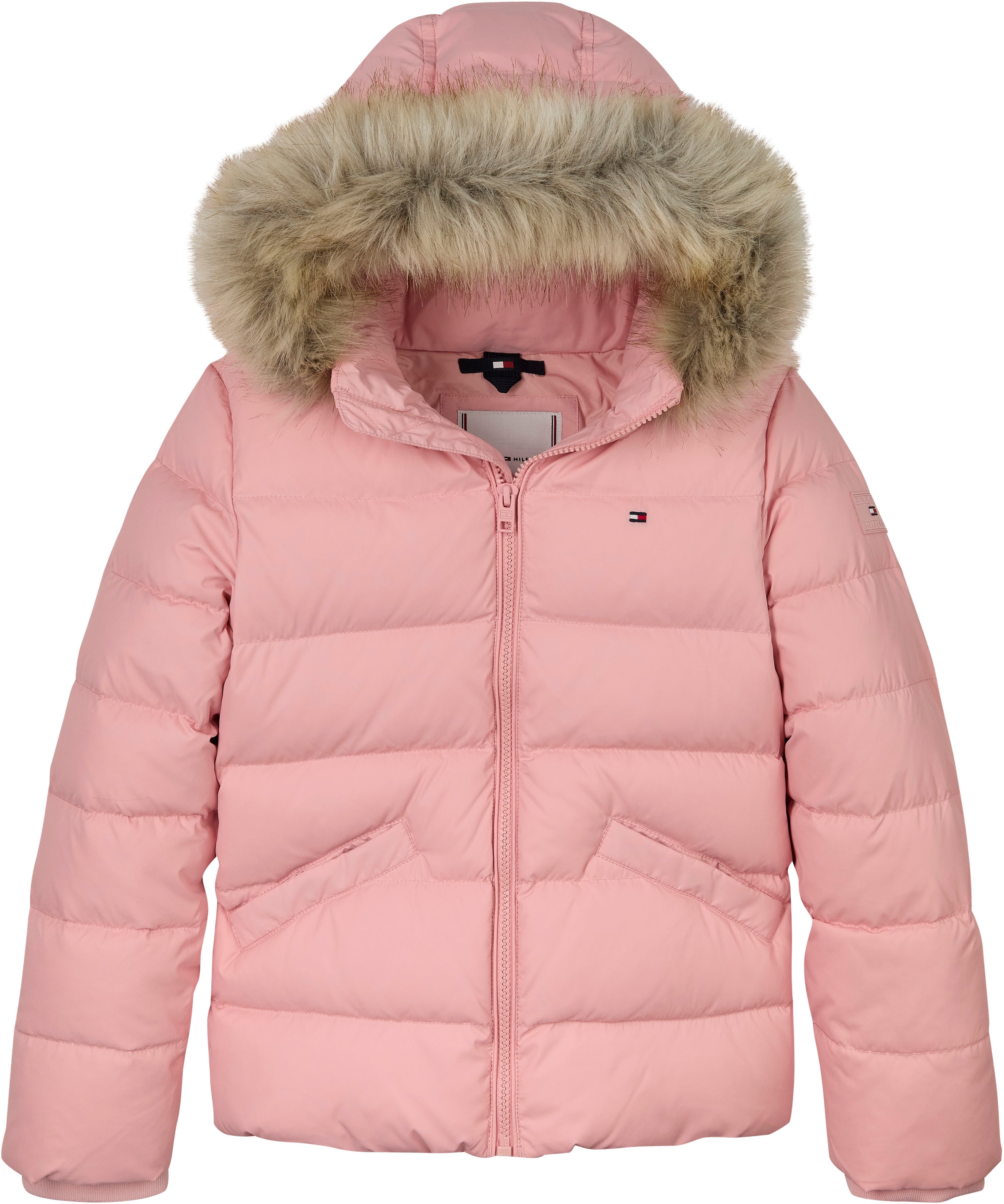 Tommy Hilfiger Steppjacke »ESSENTIAL FUR HOOD JACKET«, mit Kapuze, mit Fellimitat an der Kapuze