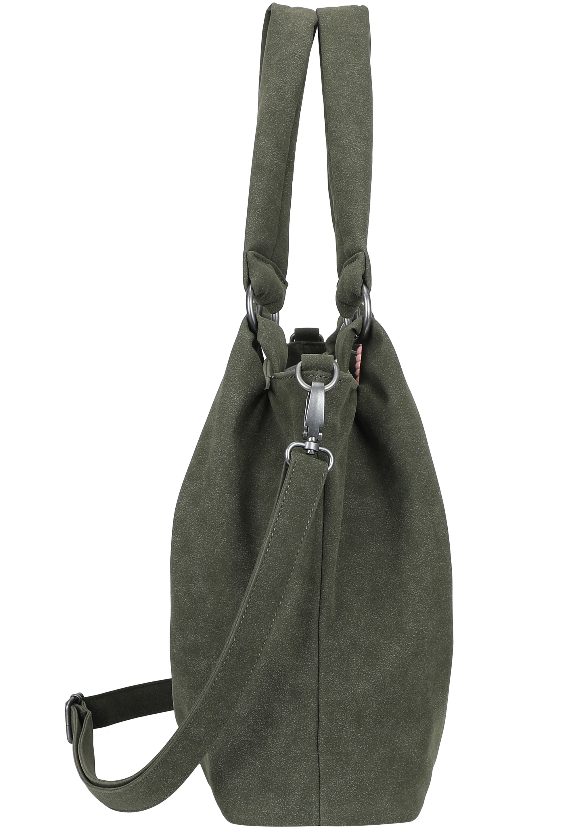 Thumbnail - Fritzi aus Preußen Henkeltasche "Sue03 Suede Jacky Soft Dark Anthra" mit abnehmbarer Makramee-Schnur