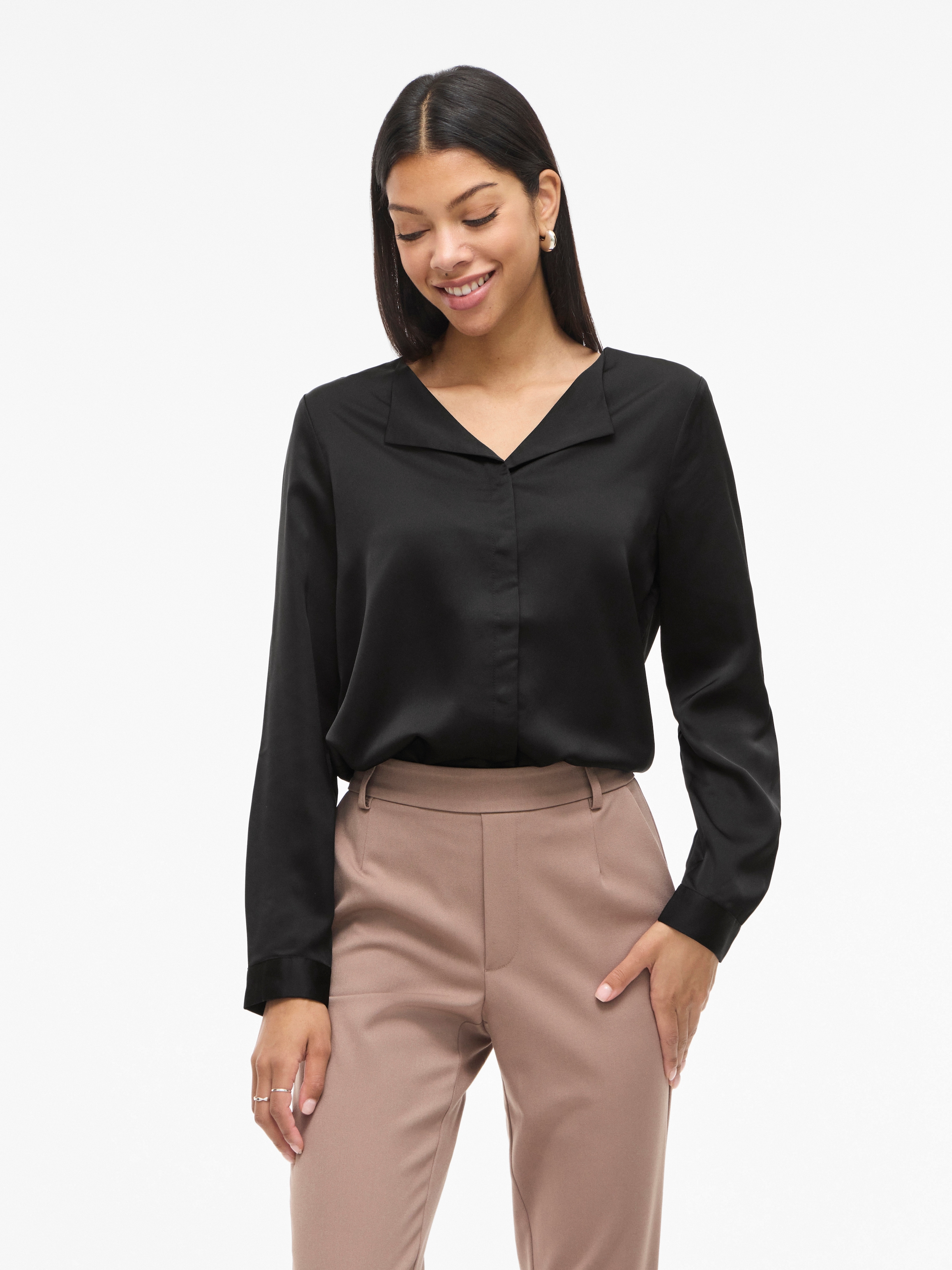 Vila "VIELLETTE V-NECK L/S SATIN SHIRT - NOOS"