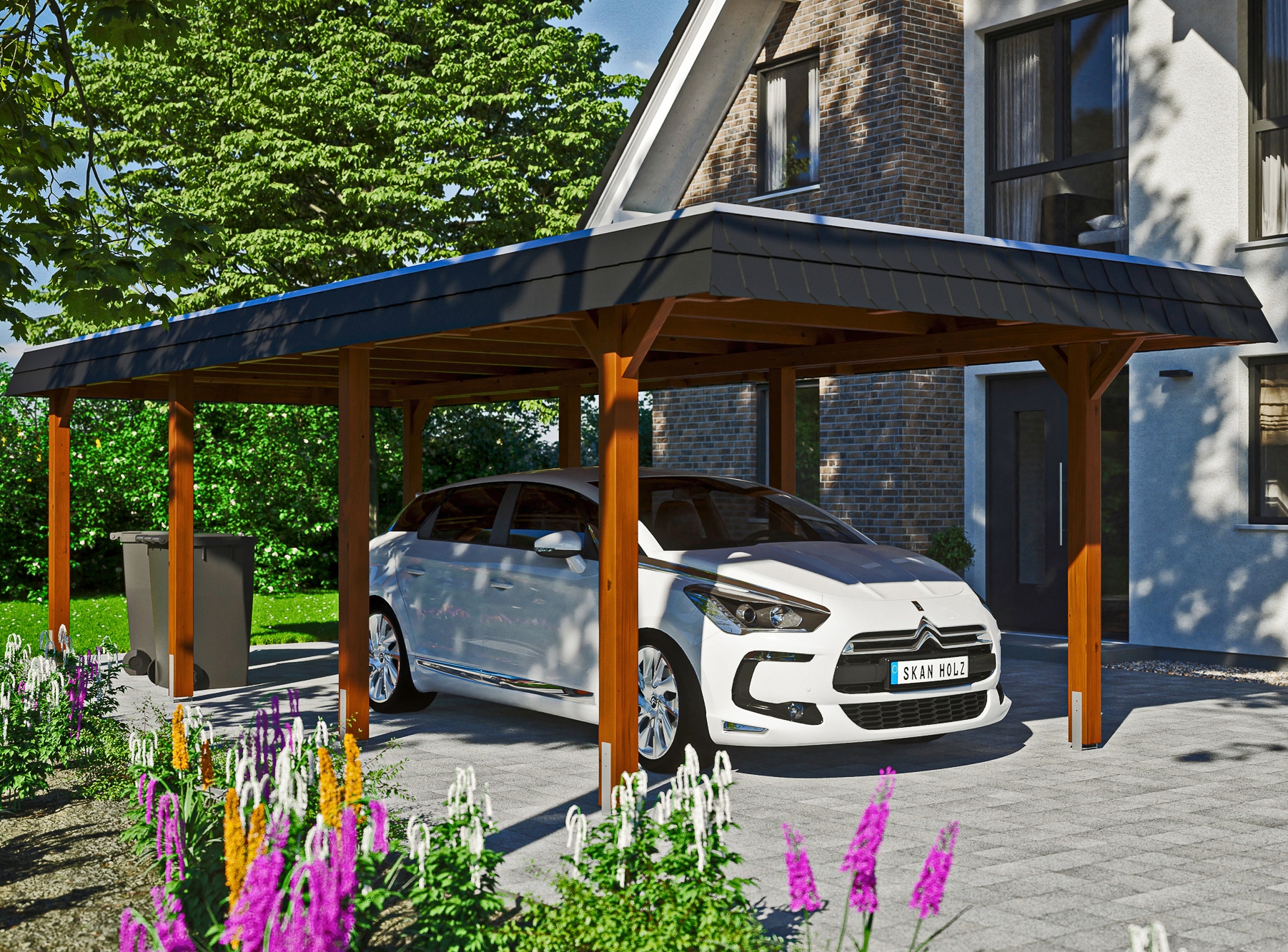Skanholz Einzelcarport "Wendland" Leimholz 291 cm braun