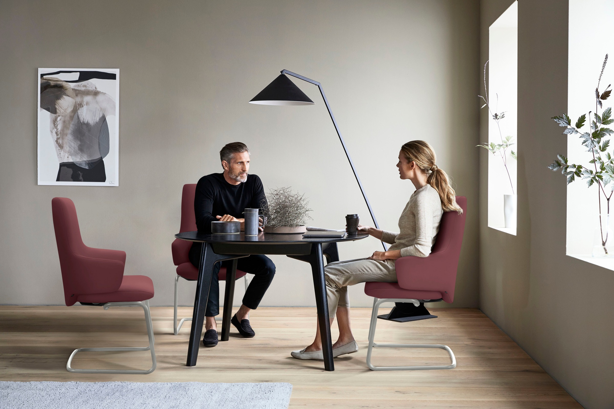Stressless® Polsterstuhl »Laurel«, Leder BATICK, High Back mit Armlehne, Größe L, mit Beinen aus Stahl in Chrom