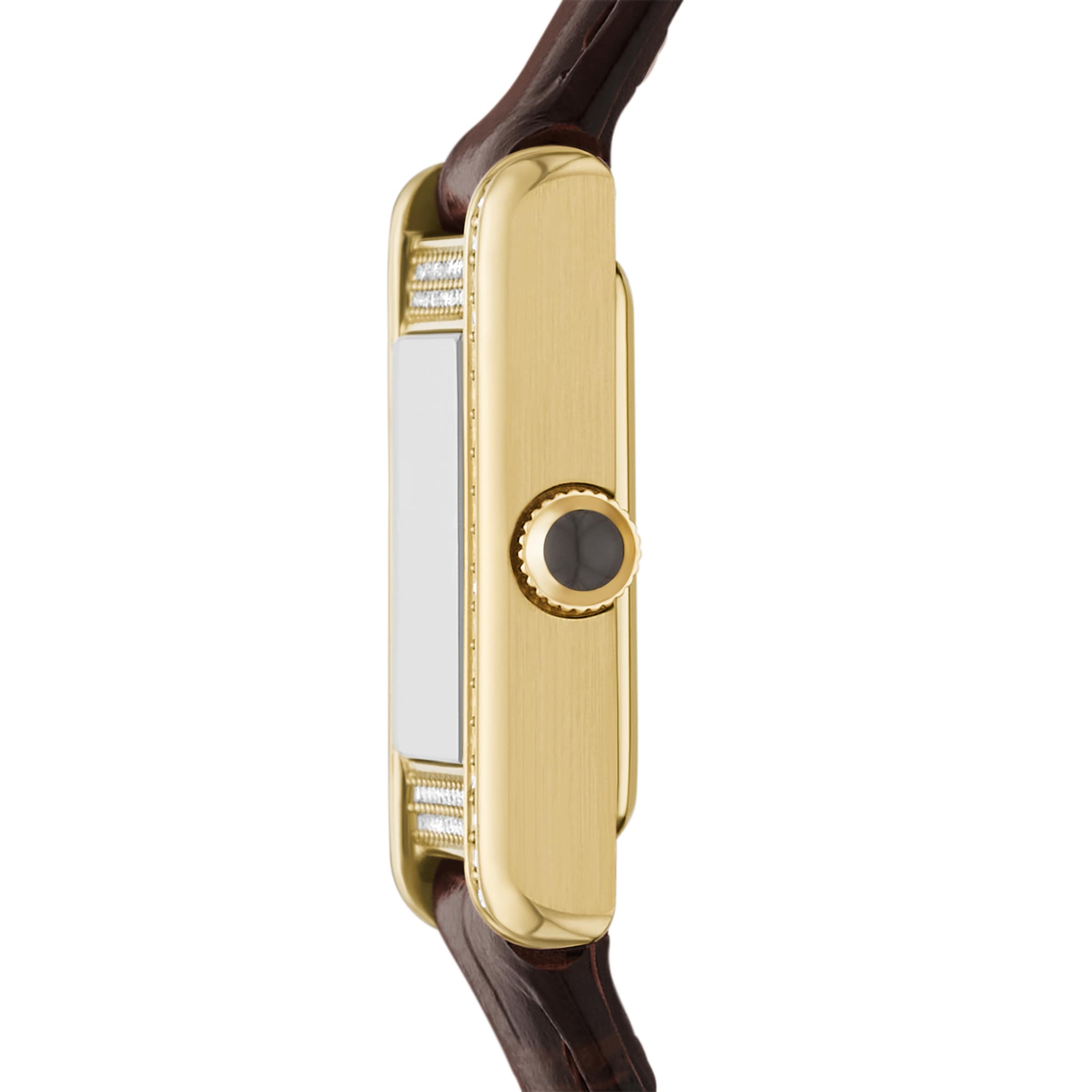 Emporio Armani Quarzuhr, Armbanduhr, Damenuhr, Lederarmband, analog, Glassteine