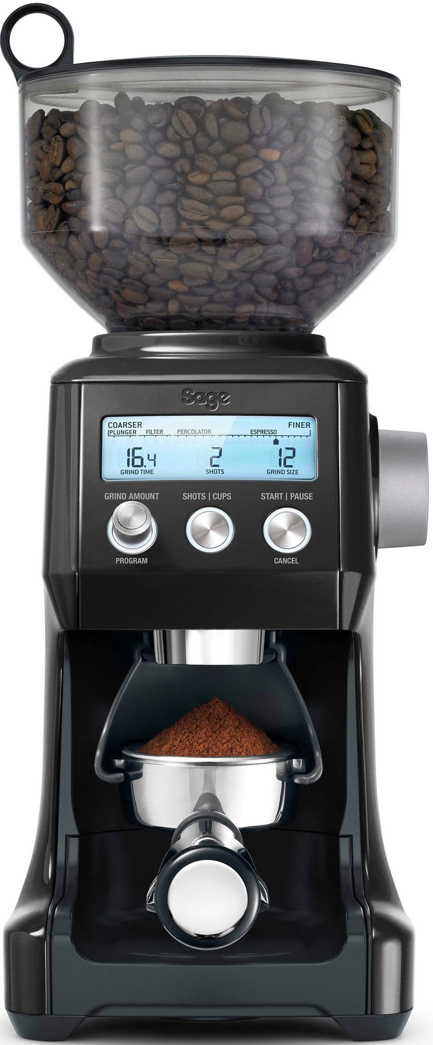 Sage Kaffeemühle "the Smart Grinder Pro SCG820BTR Black Truffle", 165 W, Kegelmahlwerk, 450 g Bohnenbehälter