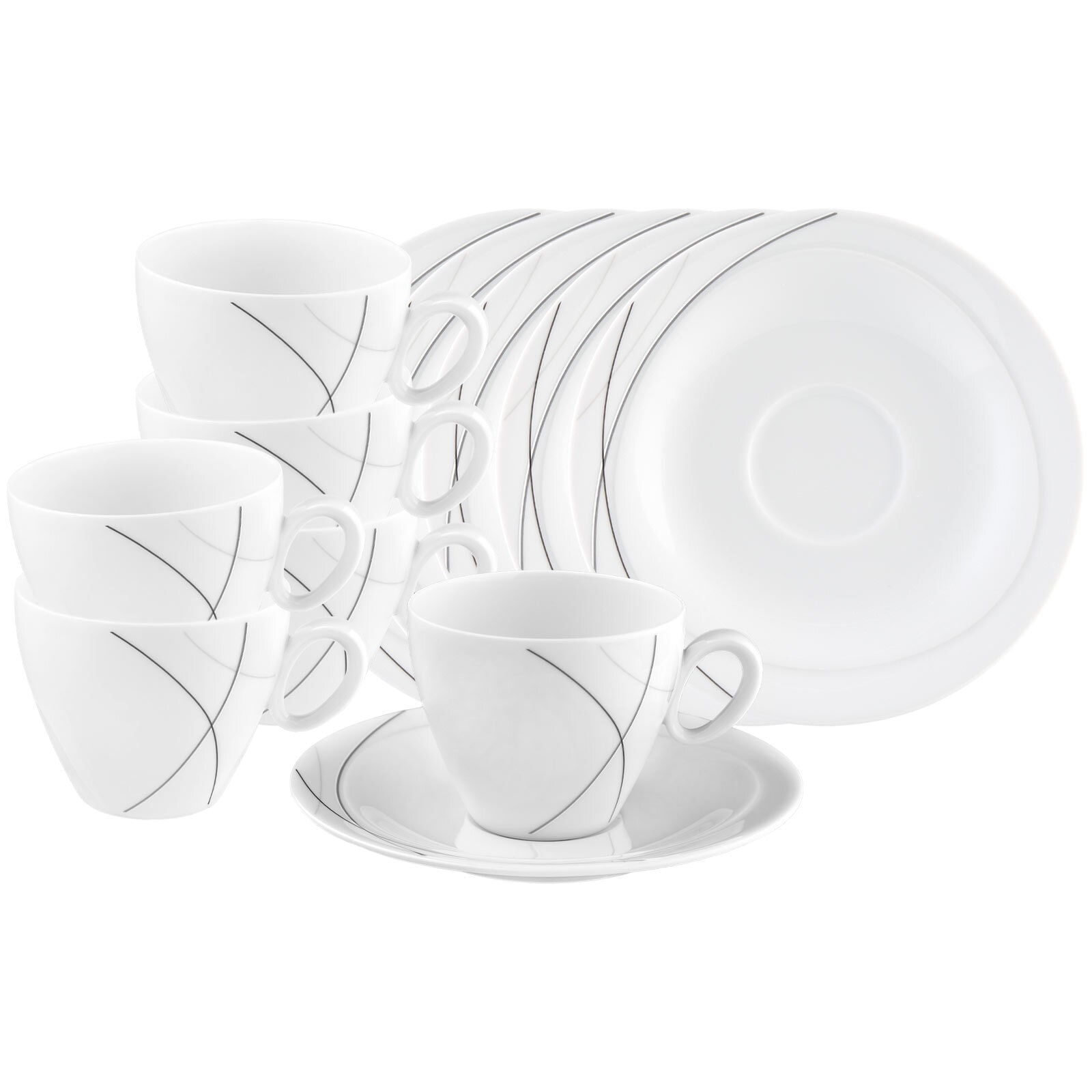 Seltmann Weiden Tasse "Kaffeetassen mit Untertassen Trio Highline 230 ml 6e günstig online kaufen