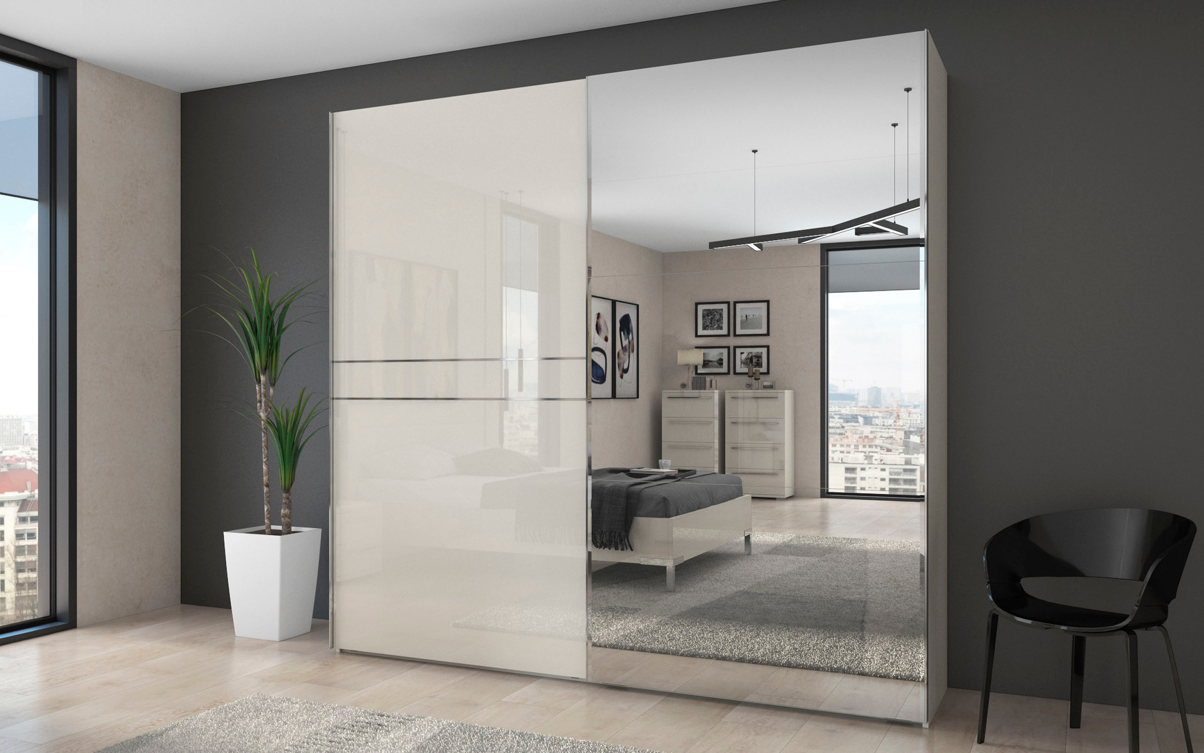 Places of Style Schwebetürenschrank "Piano, mit Einlegeböden und Kleidersta günstig online kaufen
