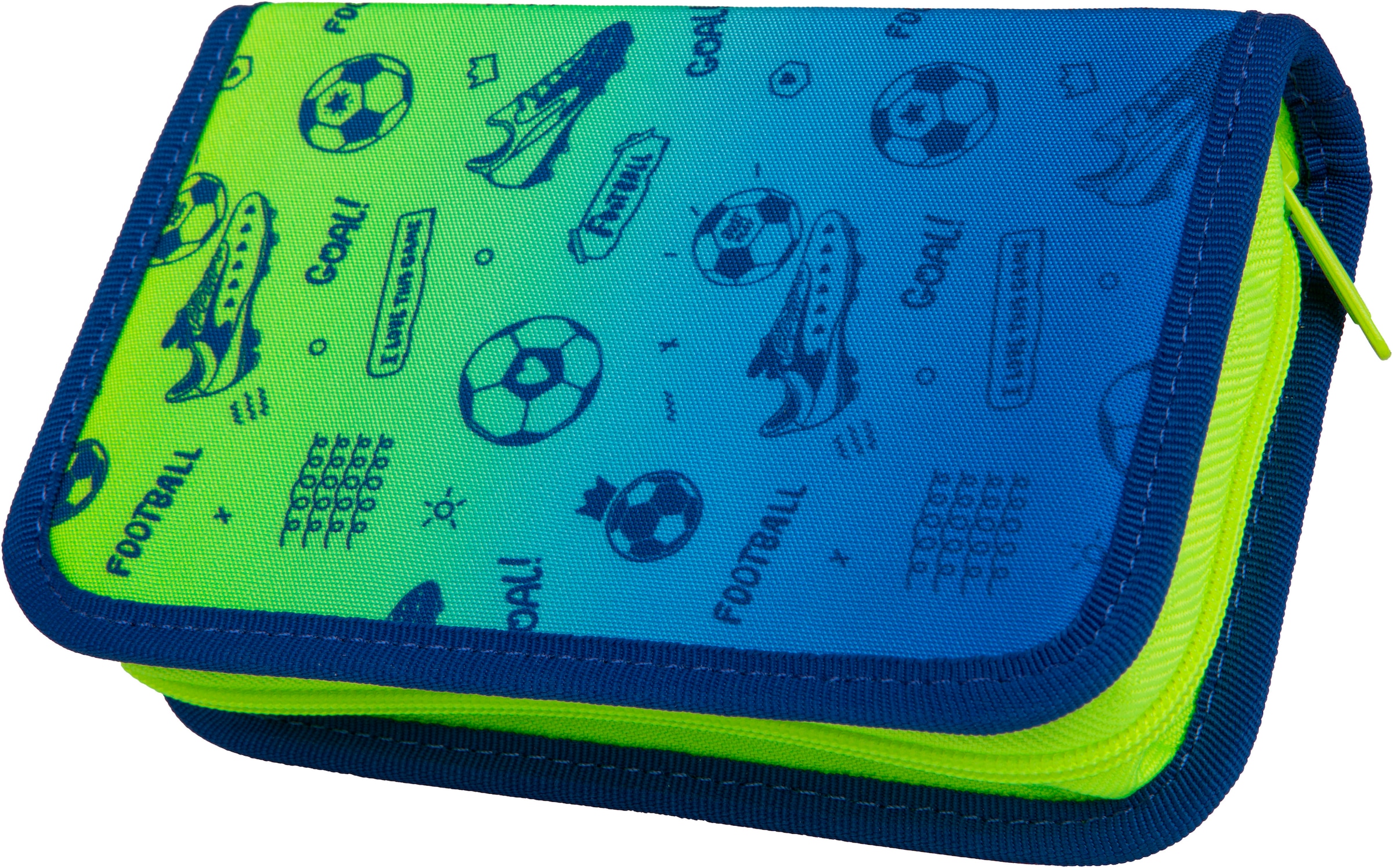 McNeill Schulranzen »Perfecto, Football 2T«, reflektierende Streifen auf den Schultergurten-retroreflektierende Flächen, inkl. Federmäppchen, Turnbeutel, Schlamperrolle & Motivmagnet