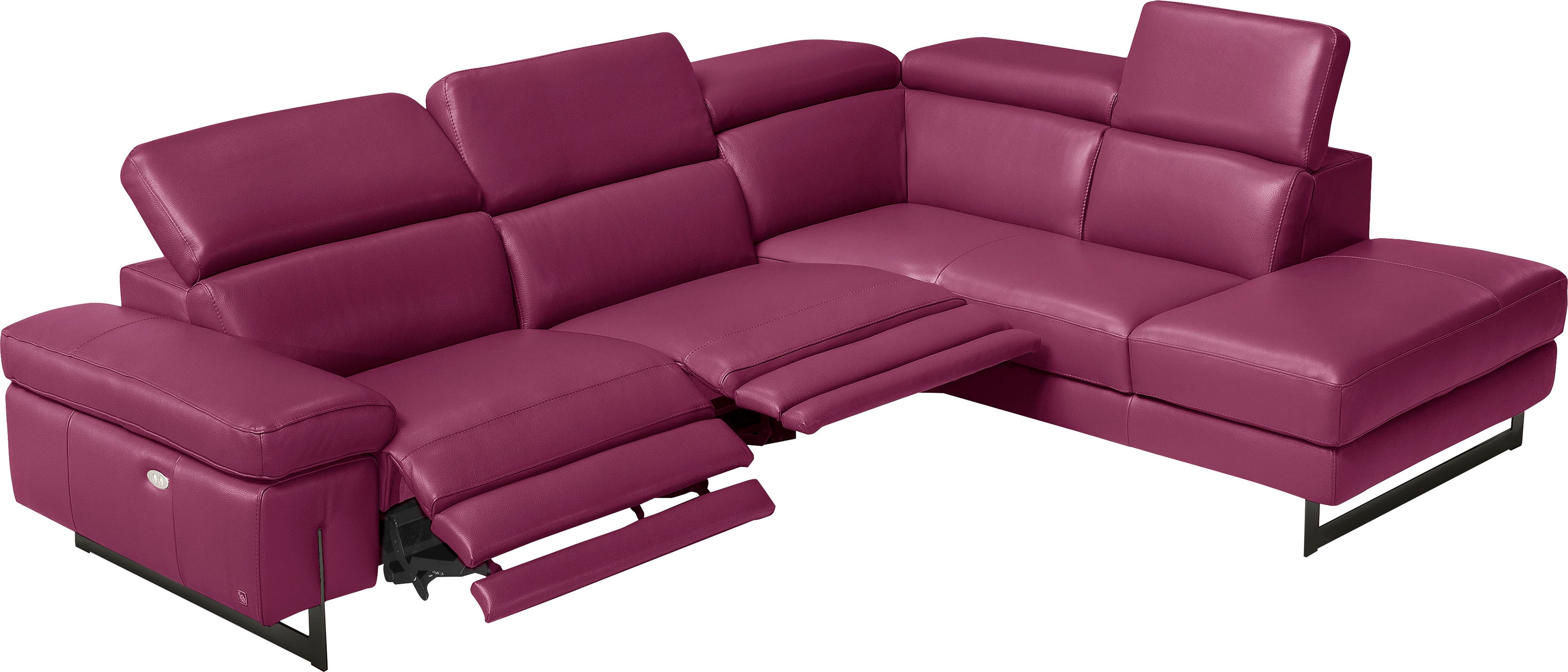Egoitaliano Ecksofa "Candice, elegant, edel und bequem, erstklassiger Sitzkomfort, L-Form" inkl. 2 elektrischer Relaxfunktionen, Bedienung über Taste an Armlehne